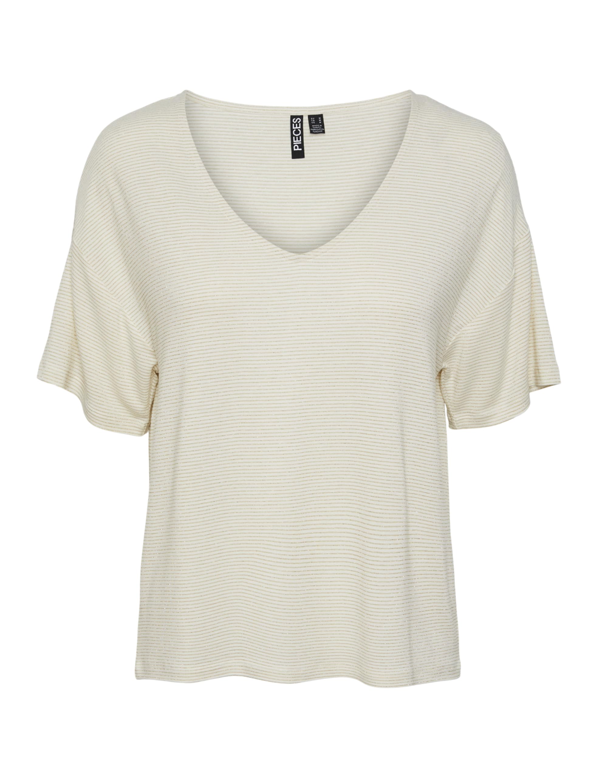 Pieces Pcbillo Oversize Tee Lurex Stripes T-Shirt S Bianco