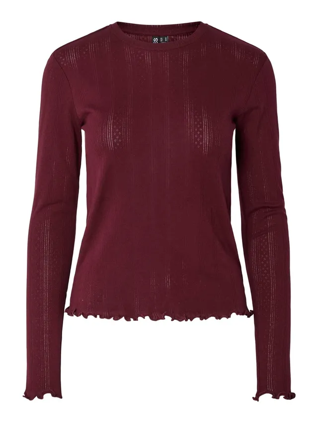 Pieces Pcmarie maglia donna maniche lunghe pointelle