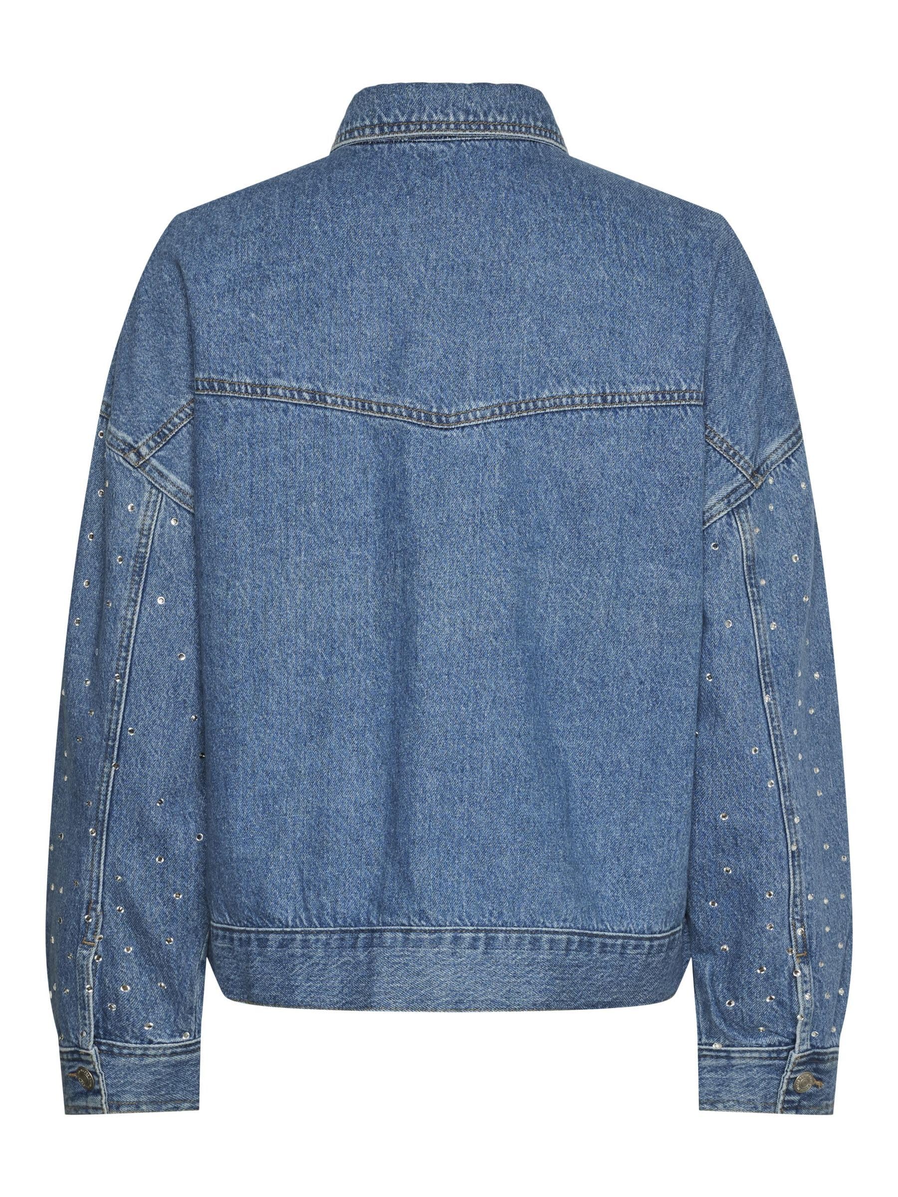 Pieces Pcsky Rhinestone giacca jeans donna strass XS