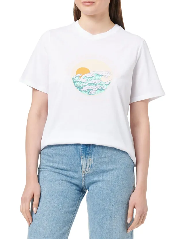 Pieces Pcbanda t-shirt donna M bianco stampa Miami Beach