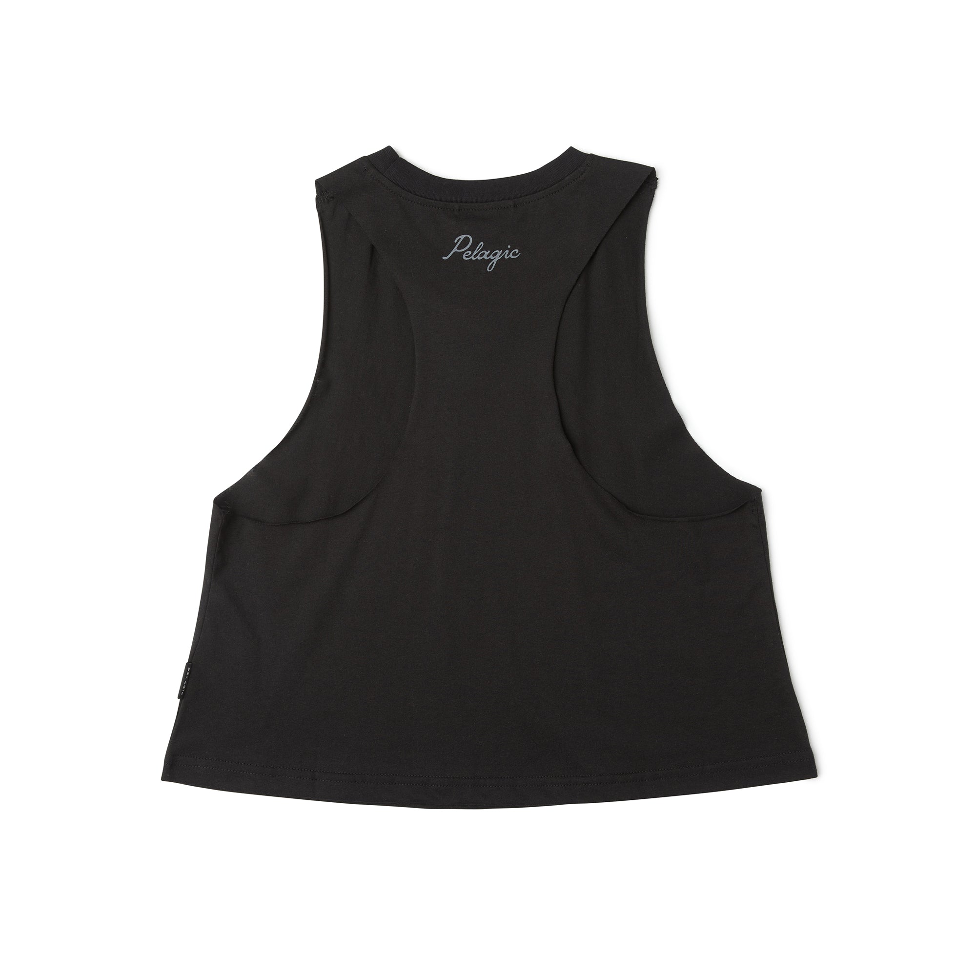 PELAGIC Ws Lines In canotta cropped nera cotone bio