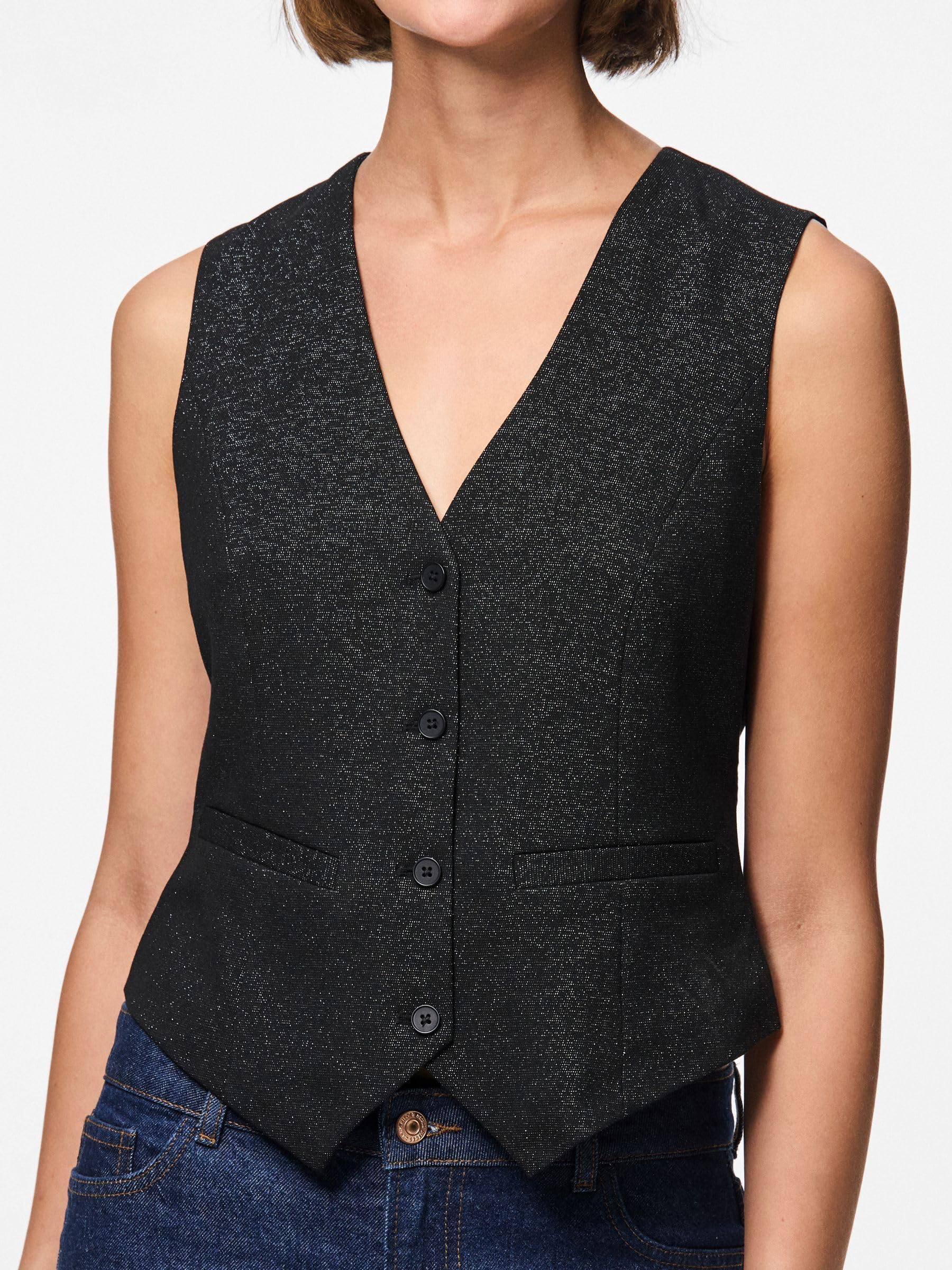 Pieces Pcbosella Gilet Glitterato Donna Taglia M Festa