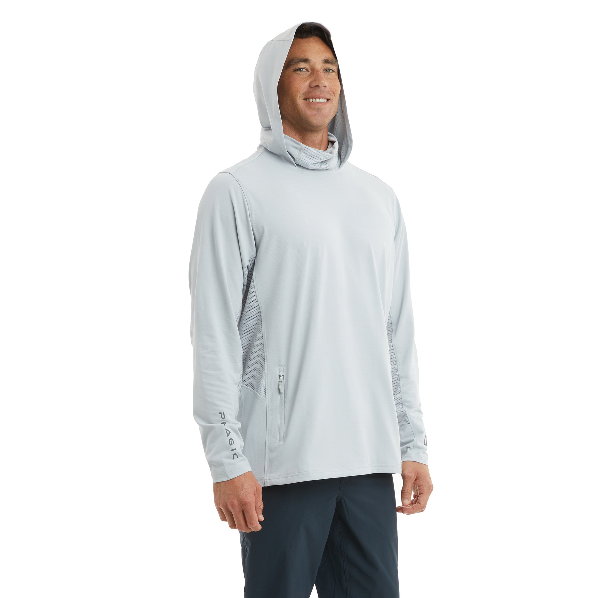 PELAGIC Exo-Tech felpa con cappuccio grigio chiaro UPF 50+