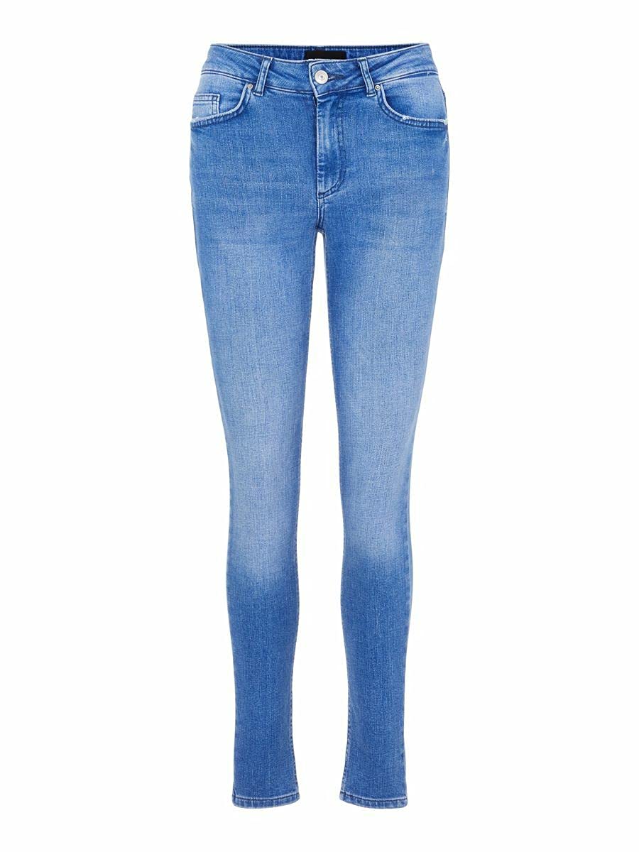 Pieces jeans skinny donna S vita media cotone