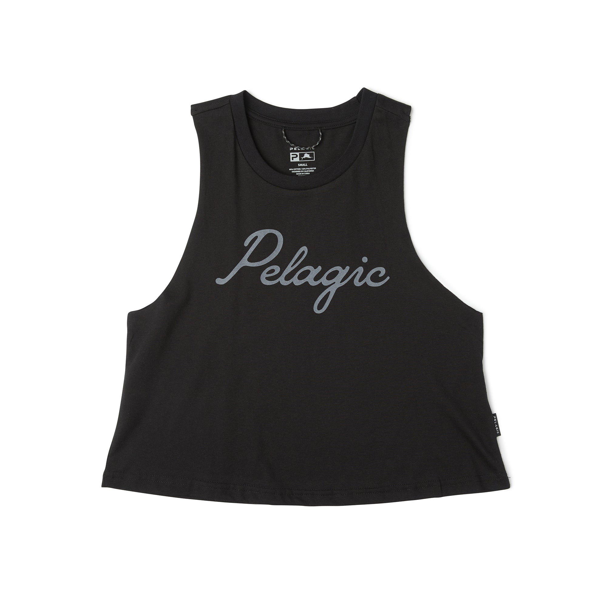 PELAGIC Ws Lines In canotta cropped nera cotone bio