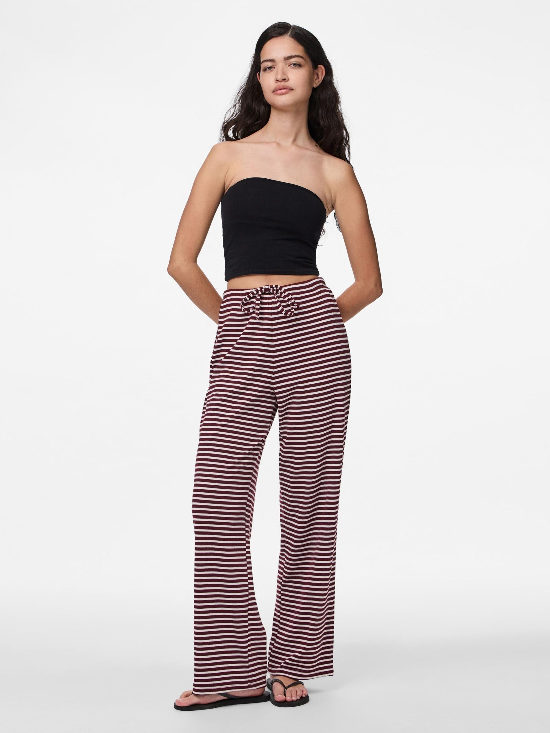 Pieces Pcsoffi HW Wide Pantaloni Donna Tawny Port