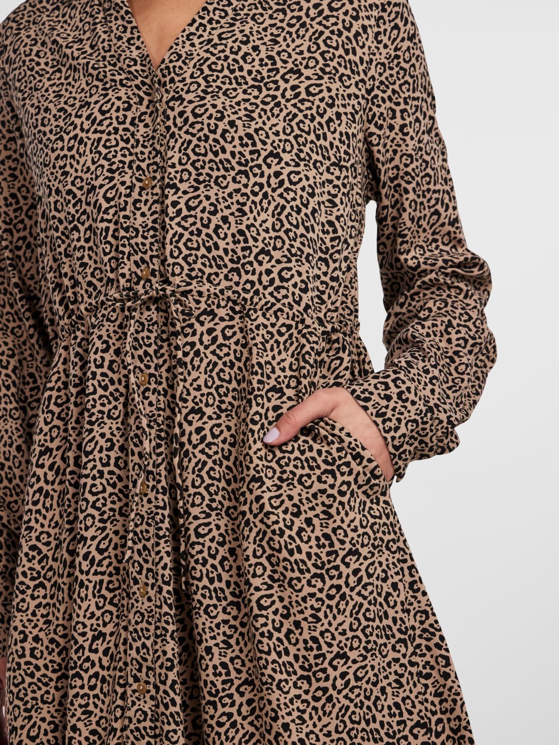 Pieces Pcnova LS Tie Vestito Donna Silver Mink Leone