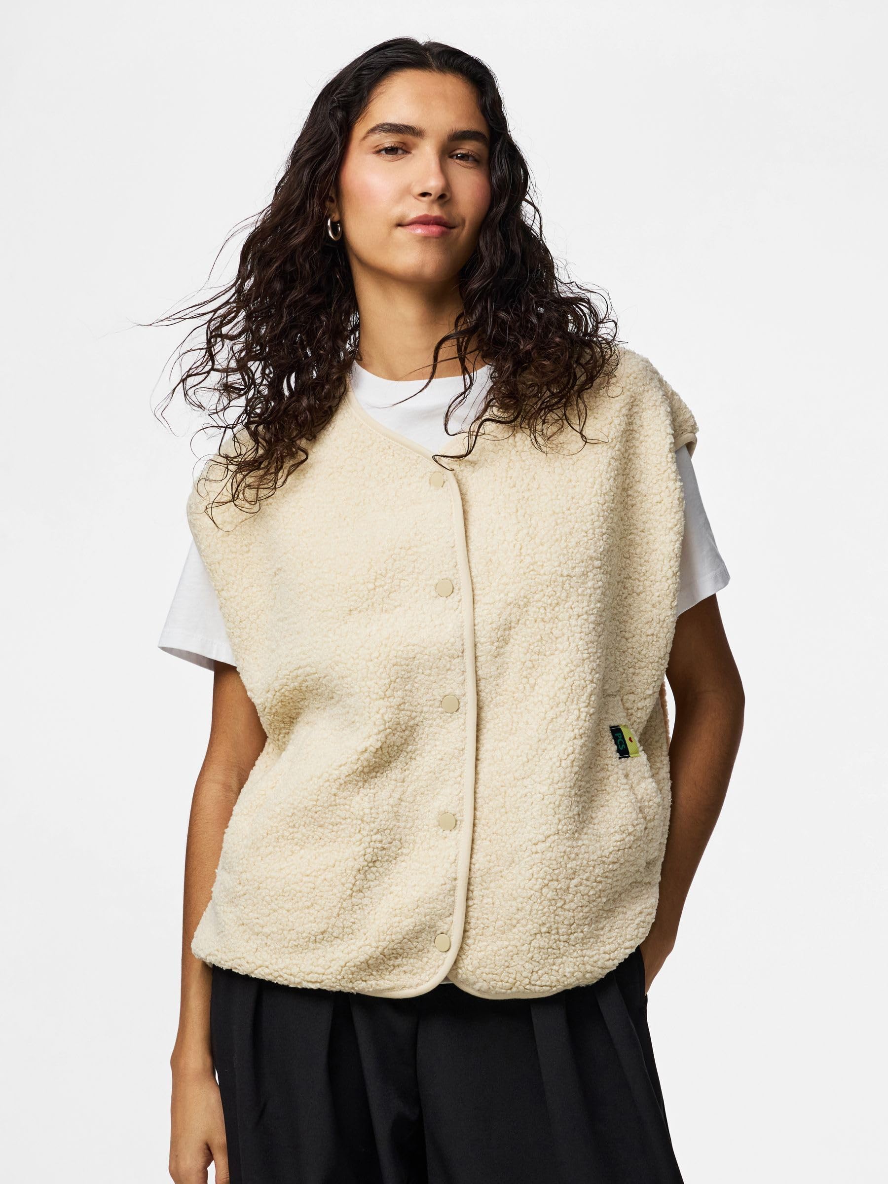 PIECES Pckatty Teddy gilet donna betulla S caldo