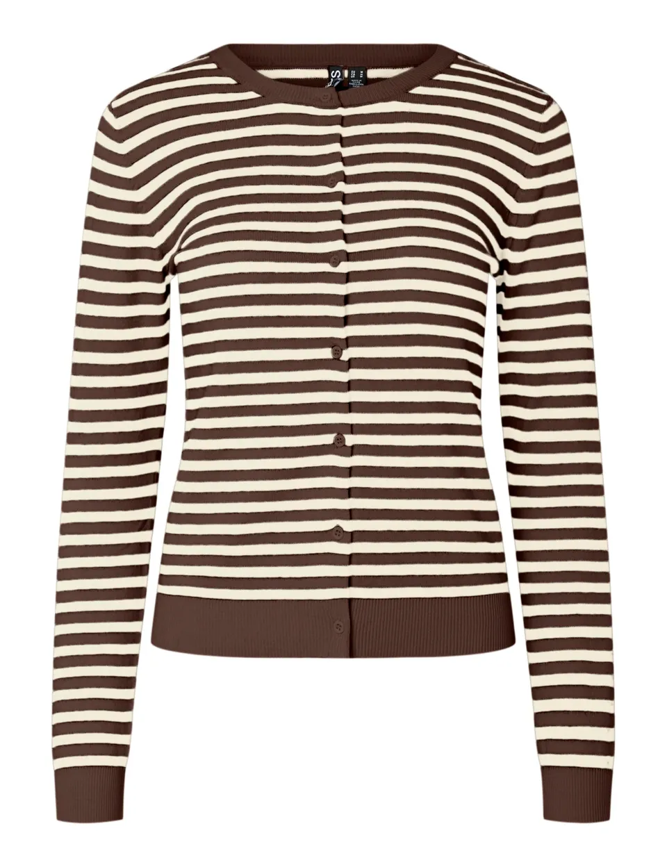 Pieces Pcnora cardigan donna XS scollo tondo marrone