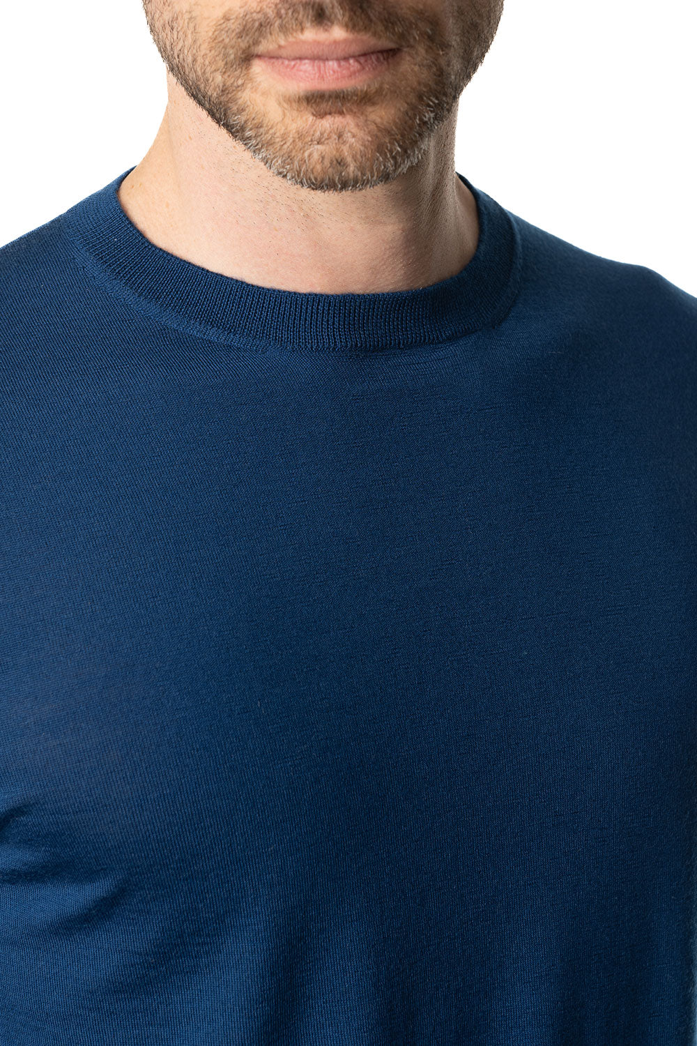 Vittoria Paci Girocollo Maglia Rasata Blu Merinos Uomo