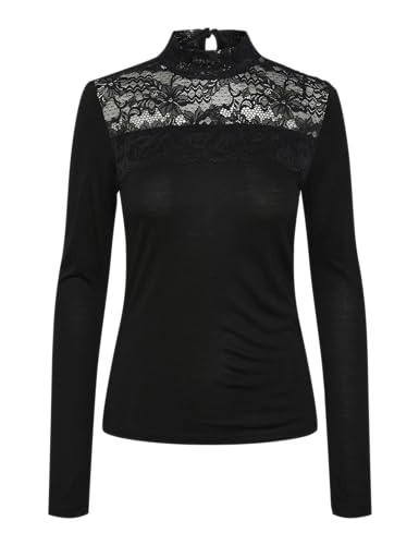 PIECES Pcmolly LS High Neck Lace Top BC maglietta taglia M collo alto