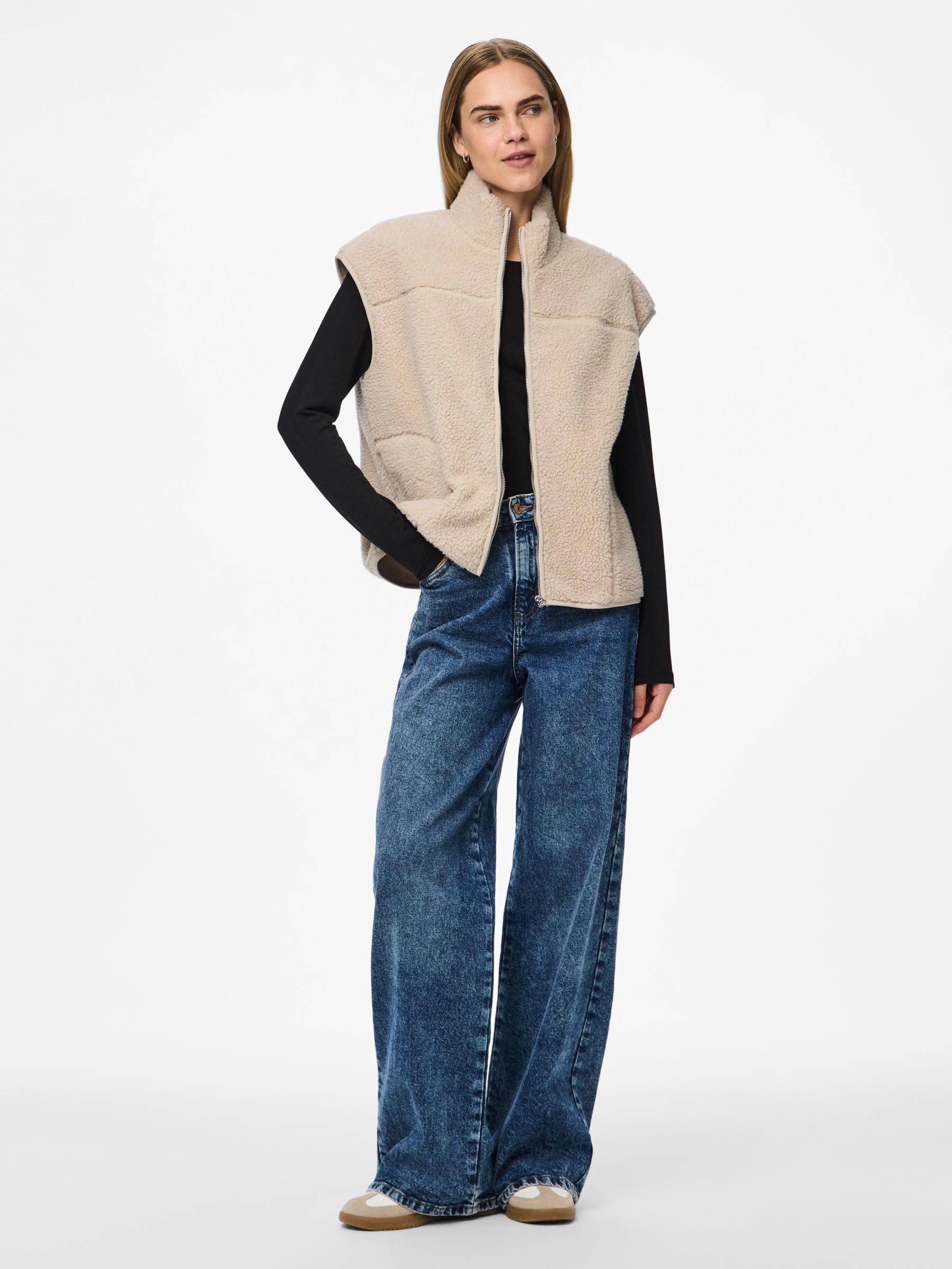 Pieces Pcsadia gilet teddy argento S