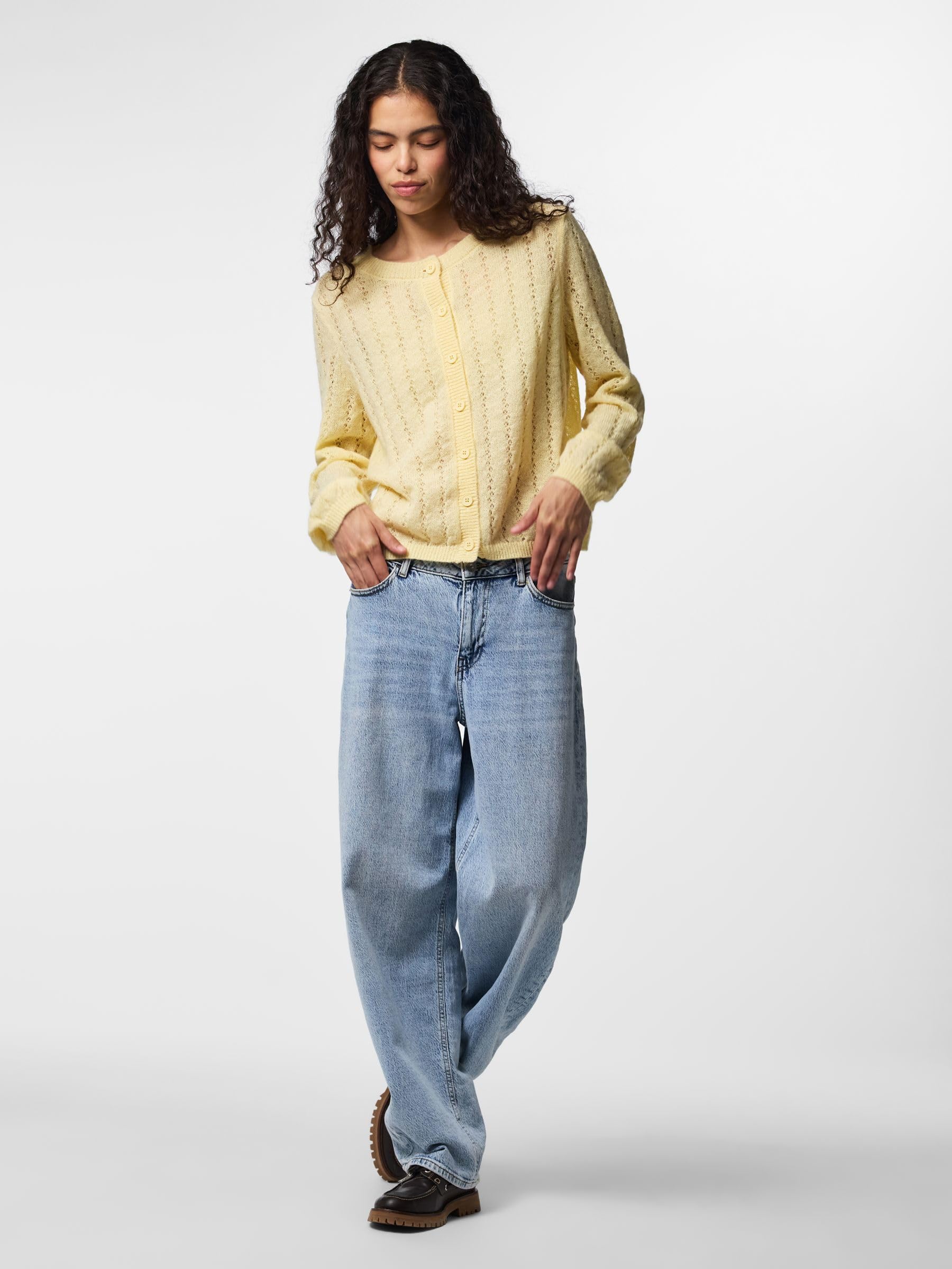 Pieces Pcada LS O-Neck Knit cardigan donna girocollo
