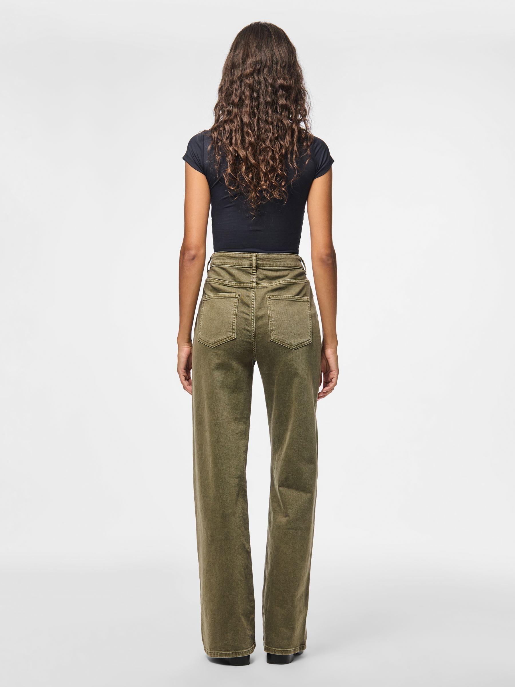 Pieces Pcsilke MW Wide Jeans larghi 31W/30L cotone