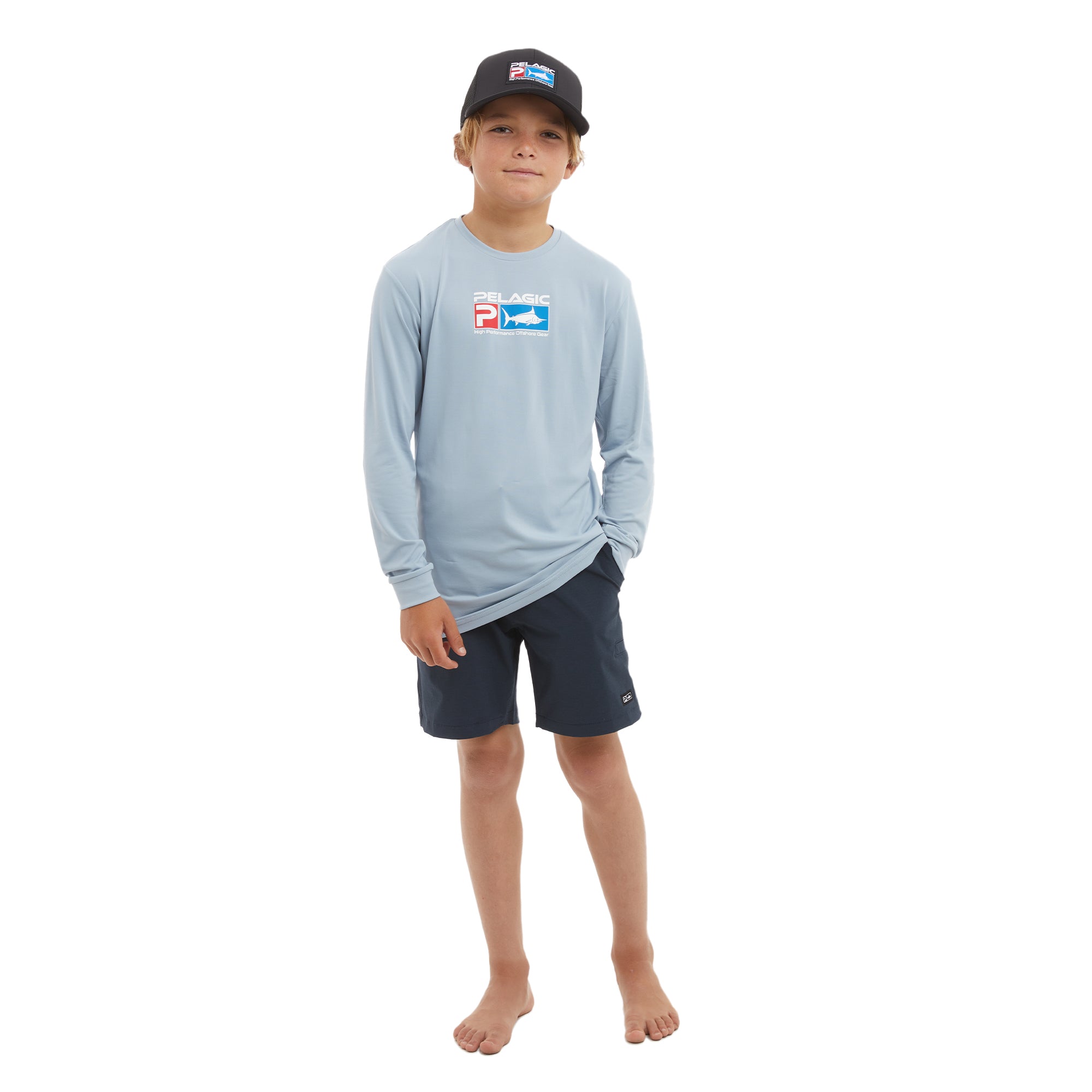 Pelagic Youth Mako shorts ragazzo blu navy asciugatura rapida