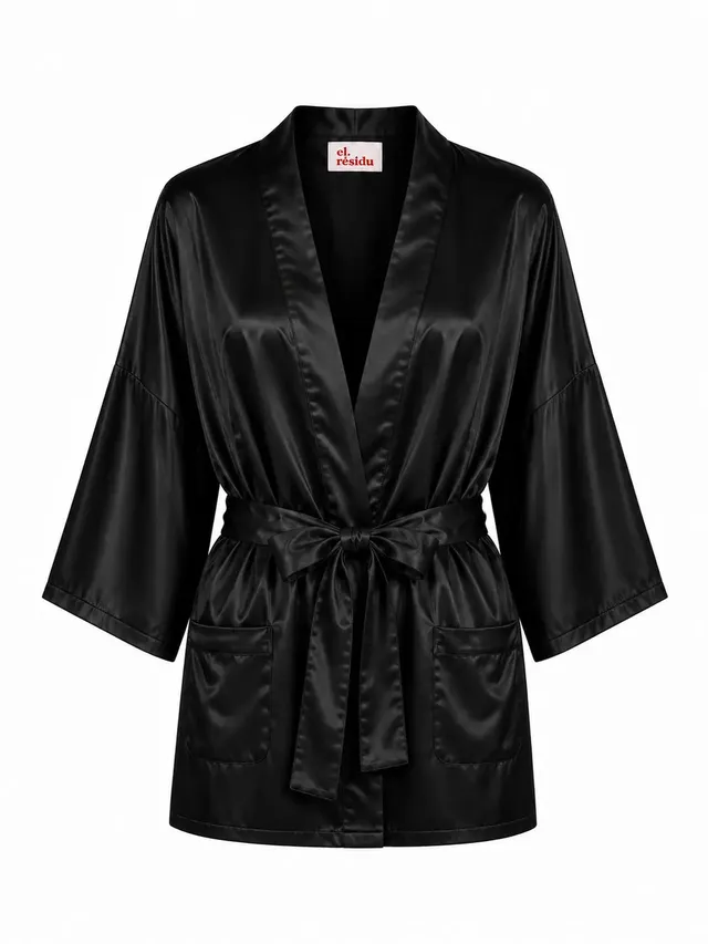 el.residu Asha Satin kimono seta nero