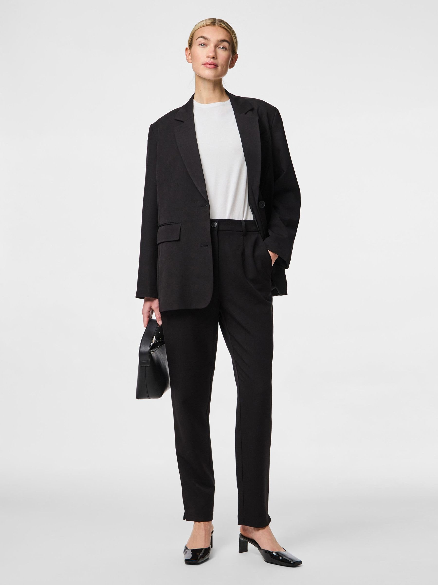 Pieces Pckamil HW pantaloni neri taglia 36 vita alta