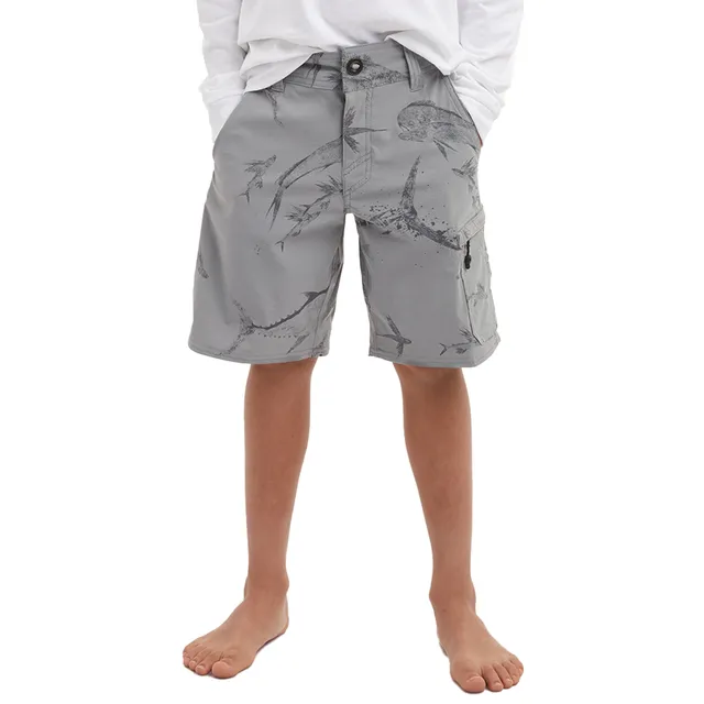 Pelagic Traverse Gyotaku pantaloncini ragazzo grigi nylon
