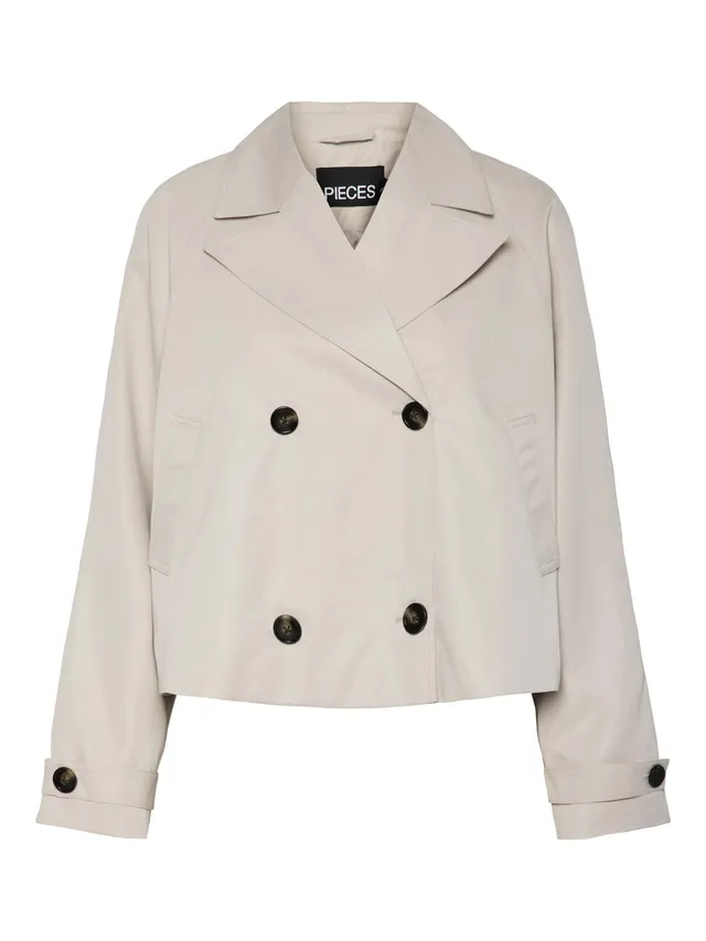 PIECES Pscarlett Short trench corto grigio argento XXL