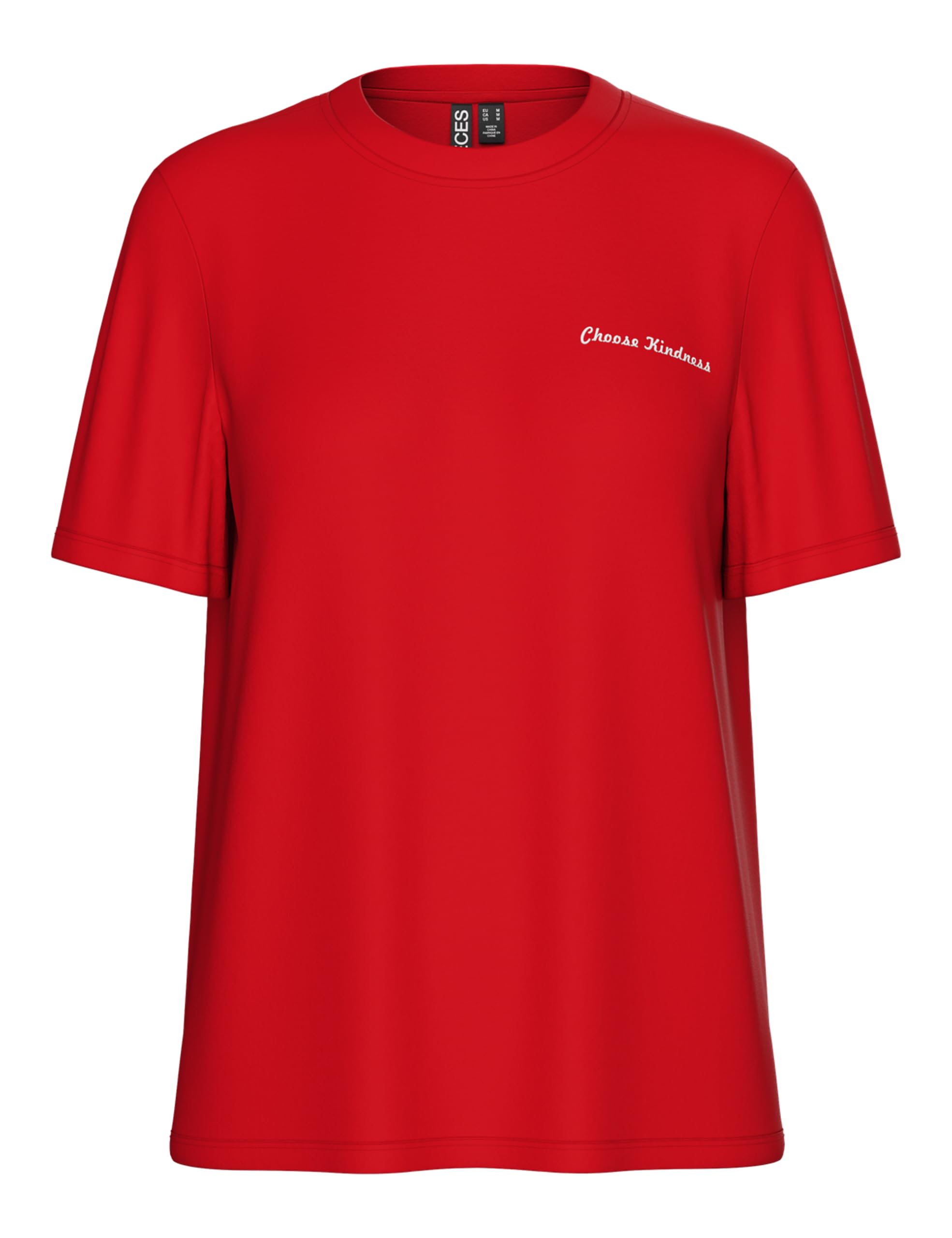 Pieces Pctaya T-Shirt Stampata M Goji Berry Cotone