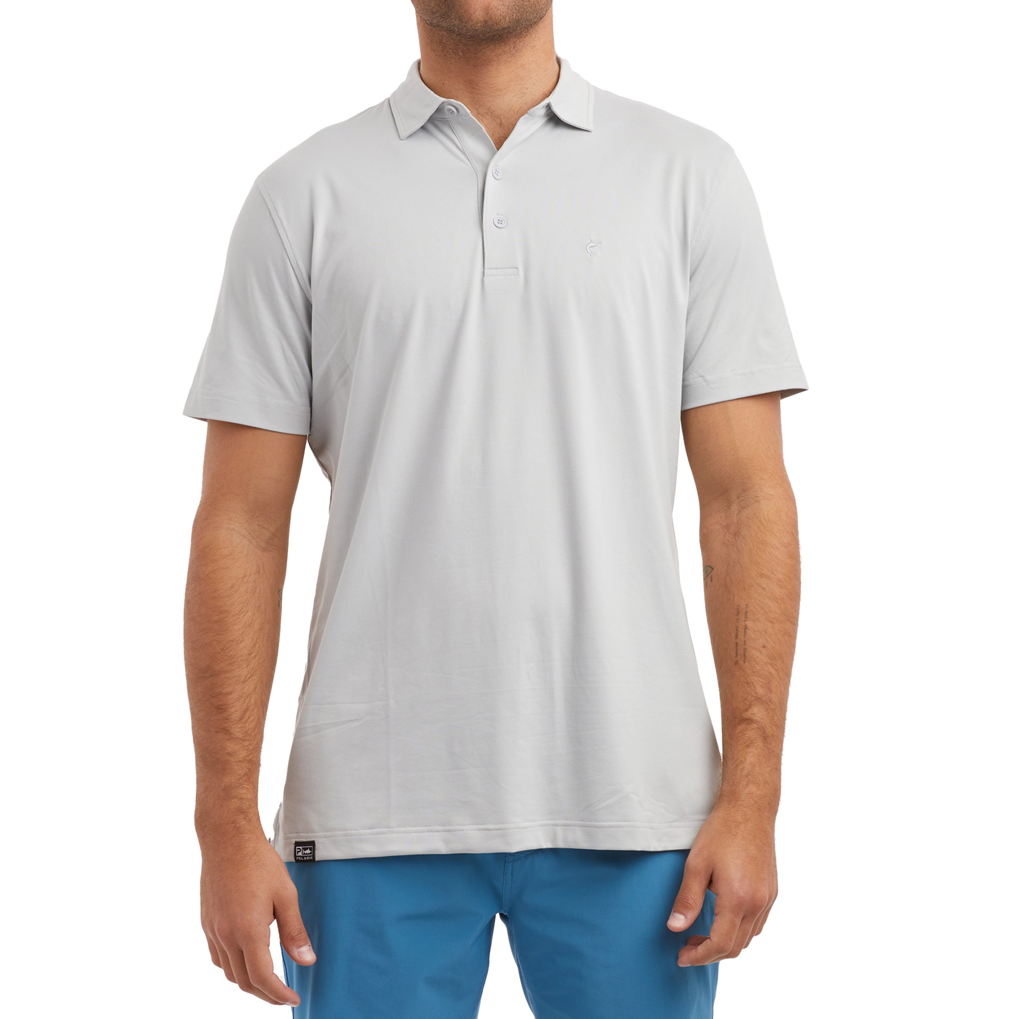 Pelagic Marco Polo Polo Uomo Grigio Chiaro Manica Corta Elasticizzata