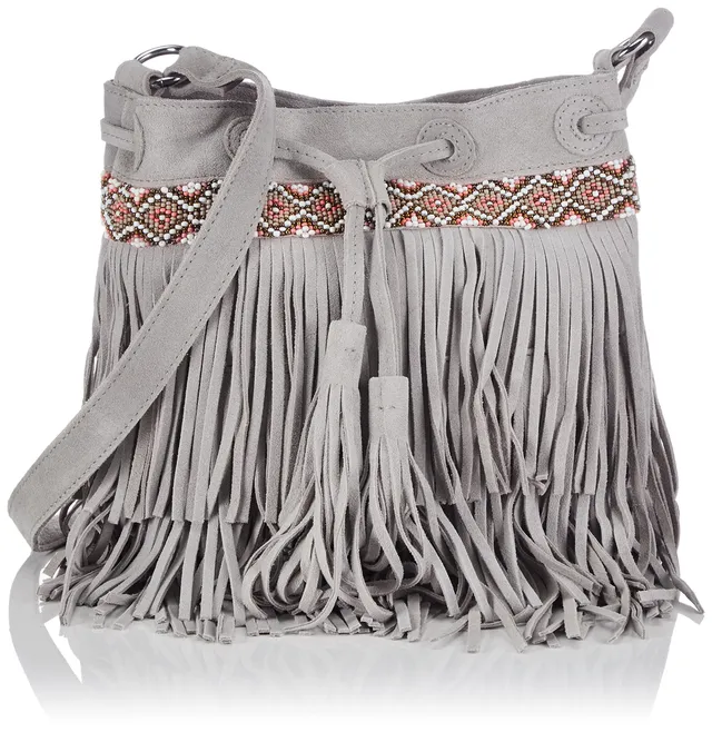 Pieces Pcjolly borsa tracolla donna scamosciata frange