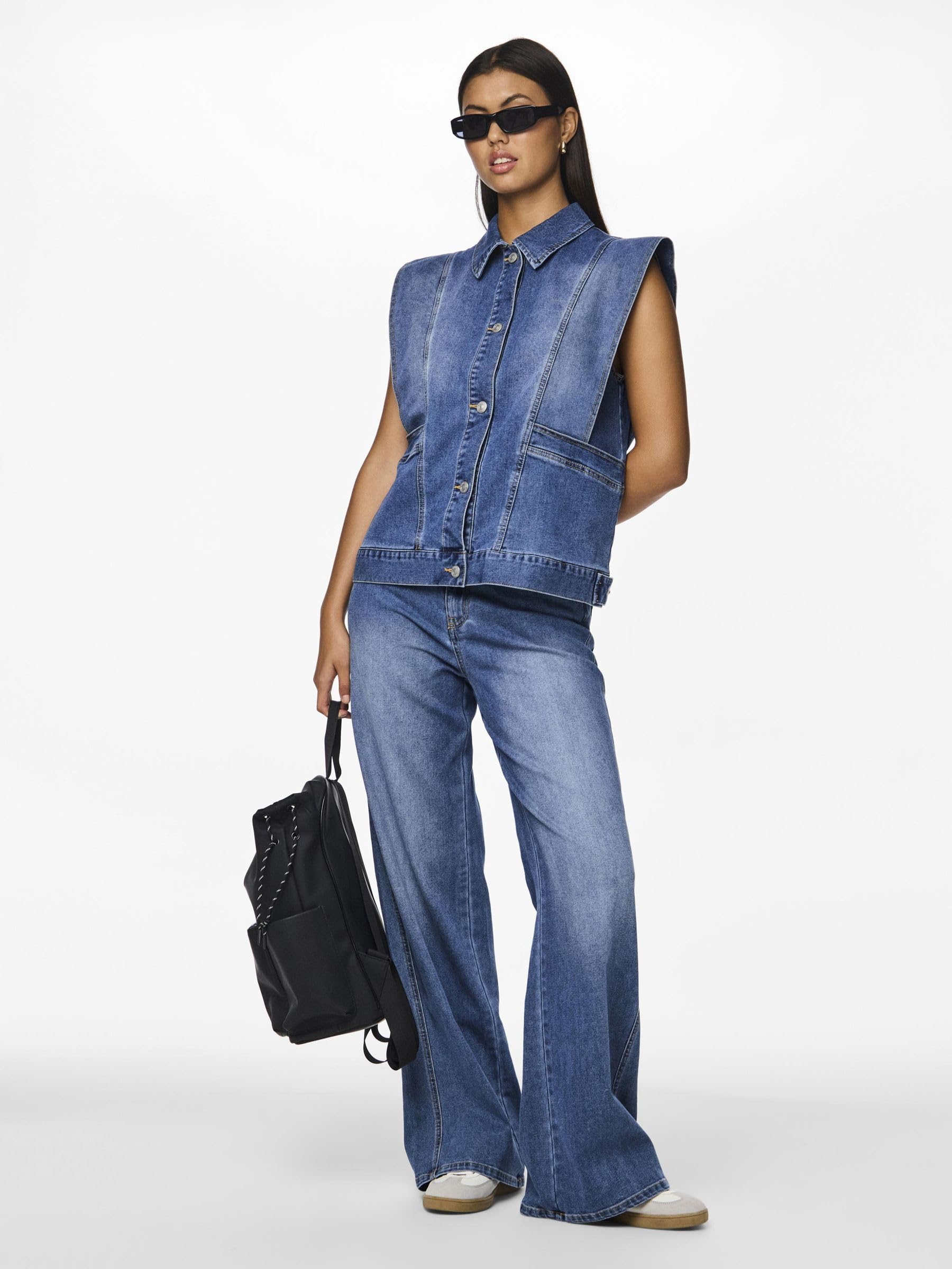 Pieces PCFemma gilet jeans XS denim blu
