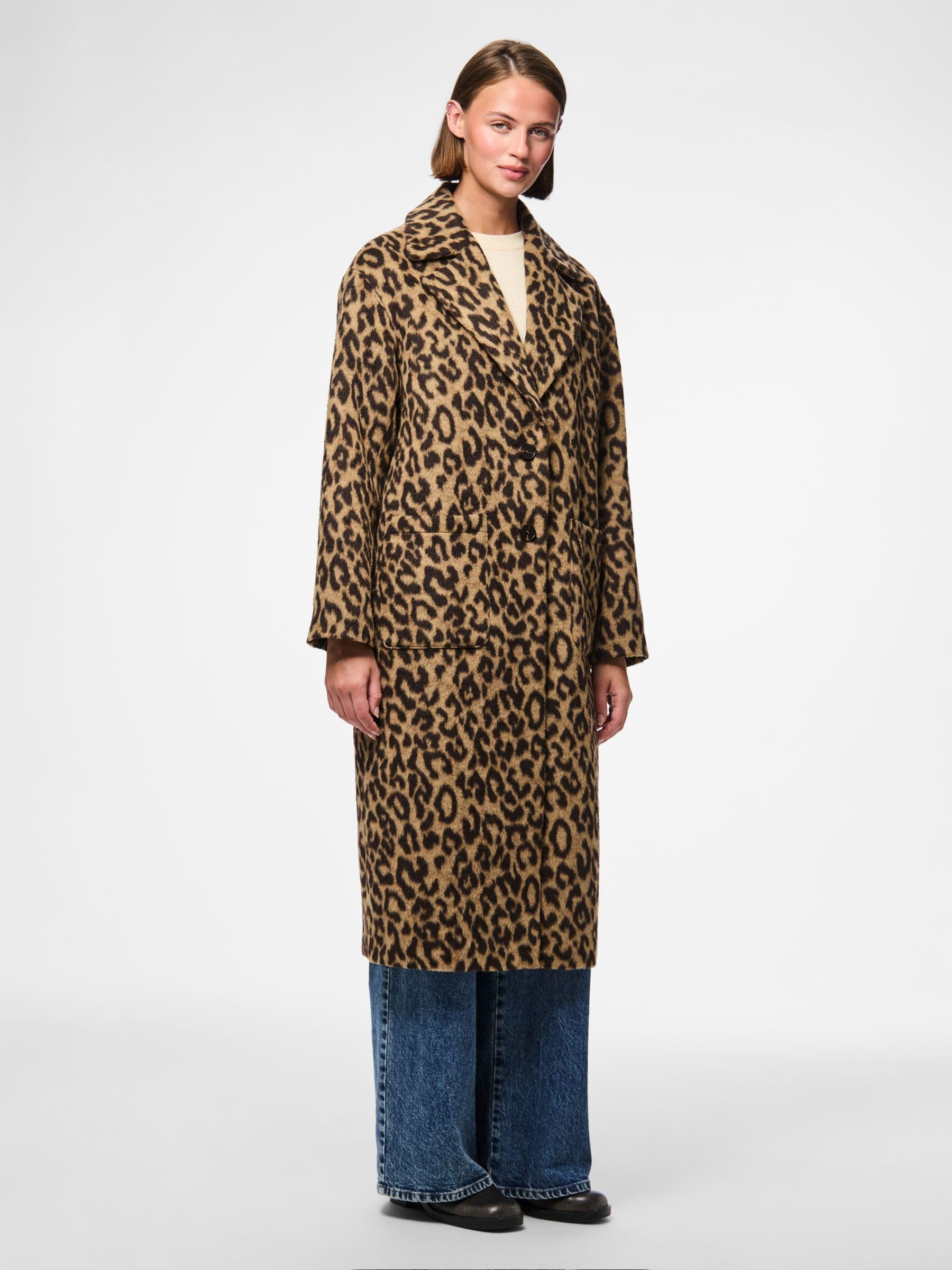 Pieces Pcjili Leo Cappotto Lungo Donna Stampa M