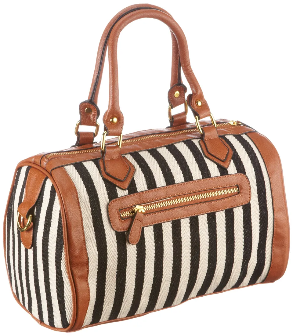 Pieces & Peace Earla Stripe Canvas borsa a mano tela a righe