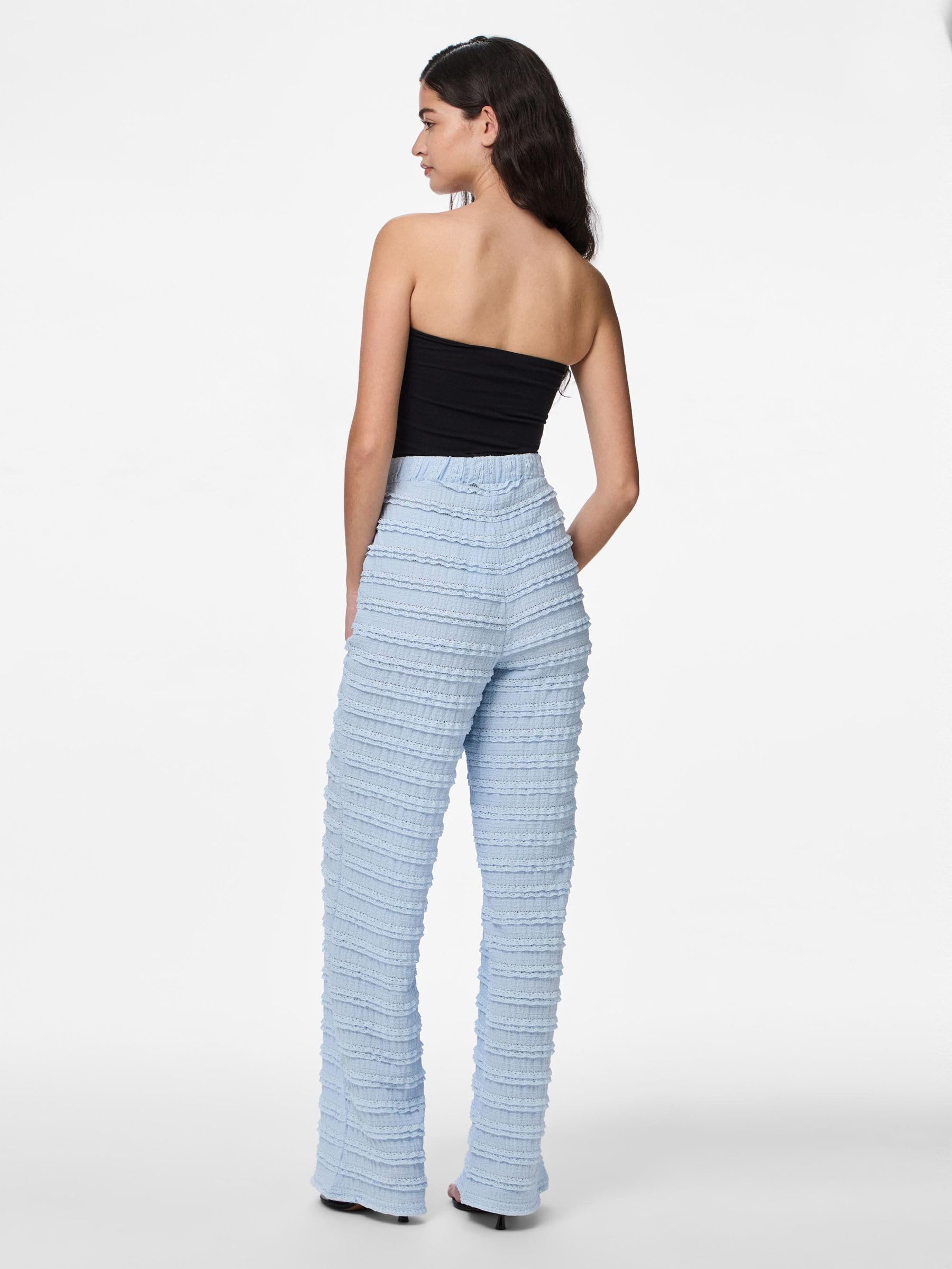 Pieces Pcanine MW Wide Pant pantaloni donna blu cachemire