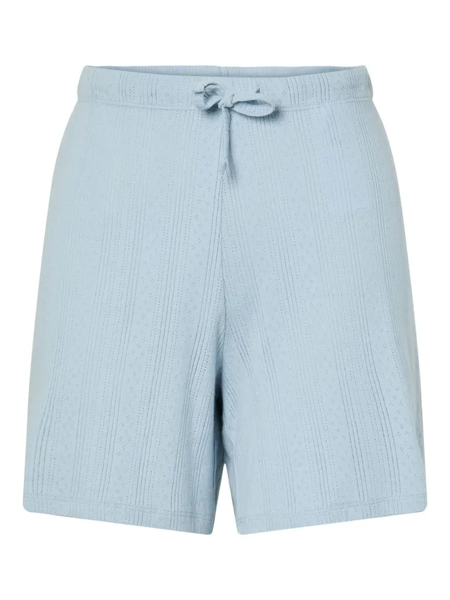 Pieces Pcmarie HW Pointelle Pantaloncini Blu Cachemire