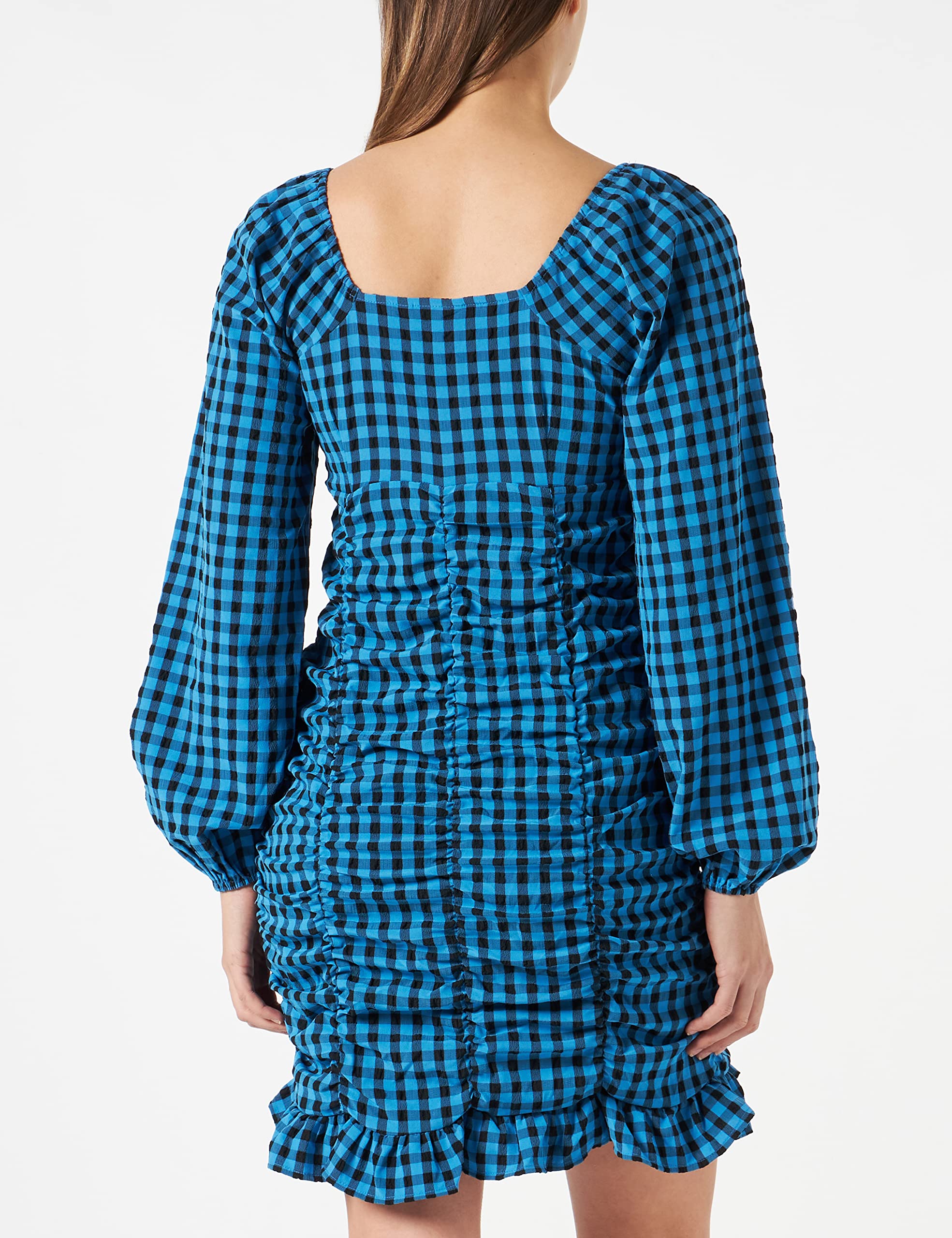 Pieces Pcnoelia LS Dress vestito quadri blu XL
