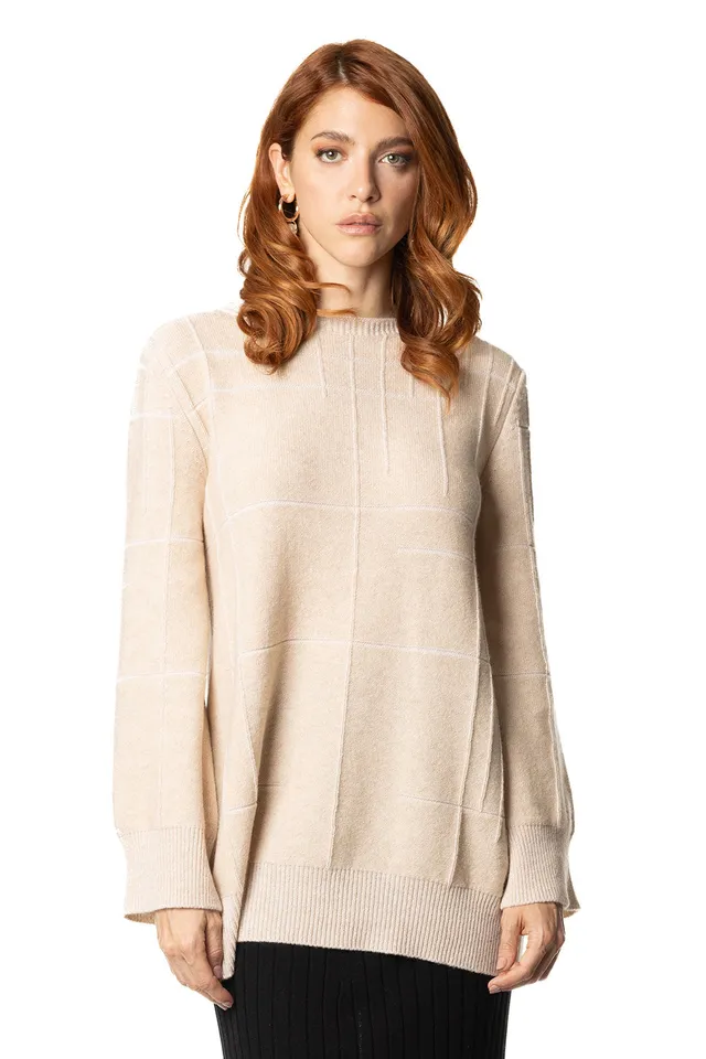 Vittoria Paci Maglione Collo Barca Cashmere Beige Donna