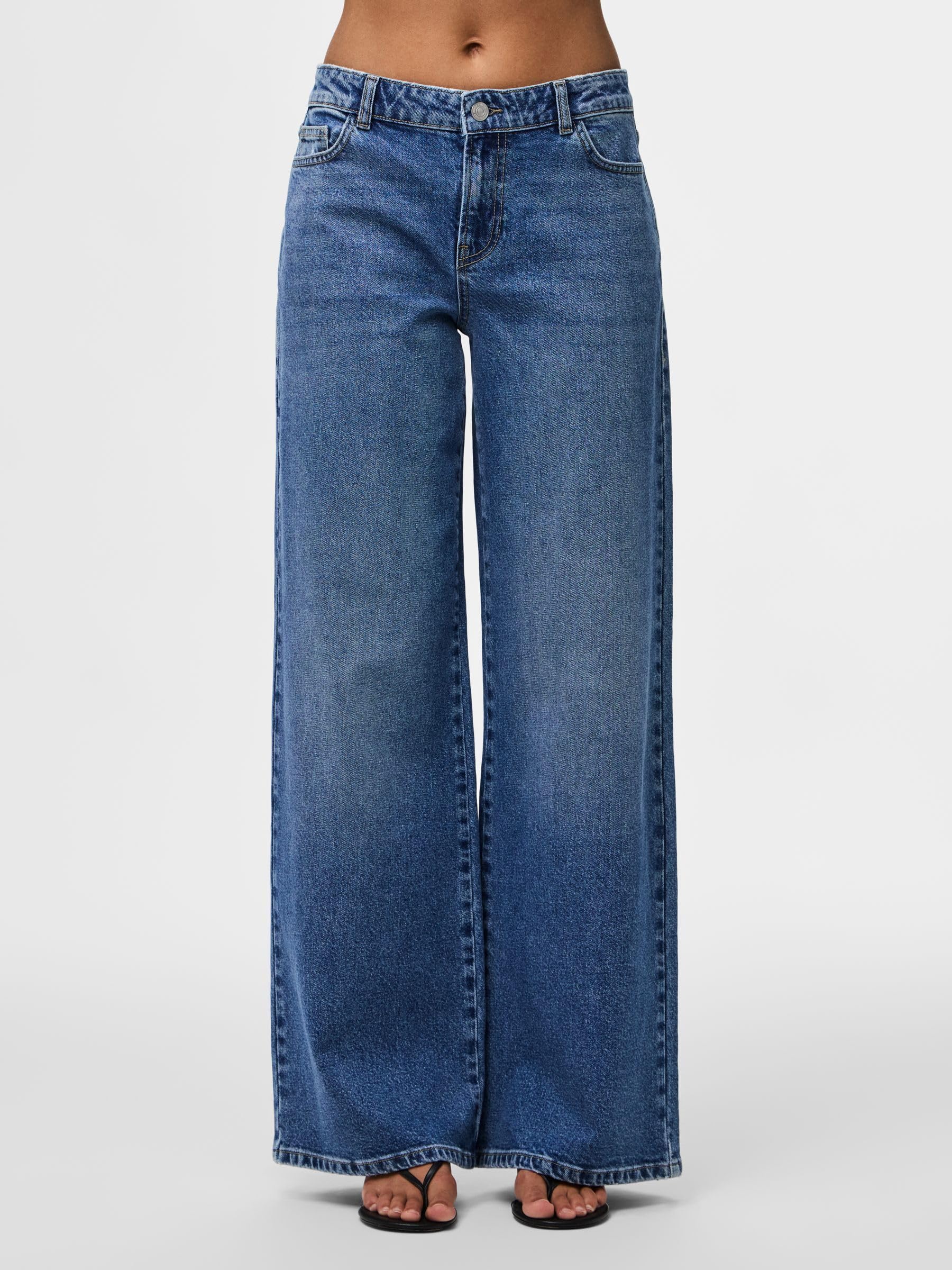 Pieces Pcselma jeans donna larghi vita bassa 30W 30L