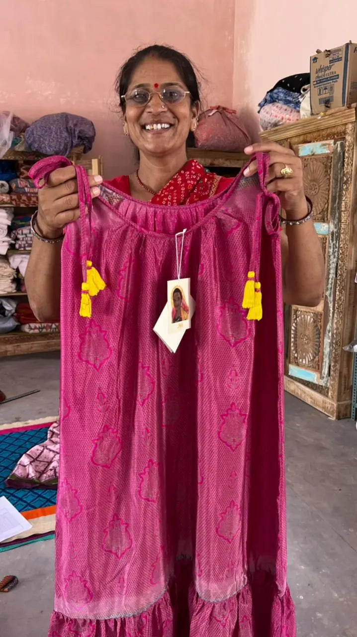 el.residu Myra #2 vestito midi rosa viscosa