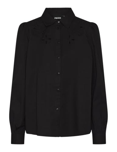 Pieces Pcnuda LS Embroidery Shirt camicia donna XS ricamata