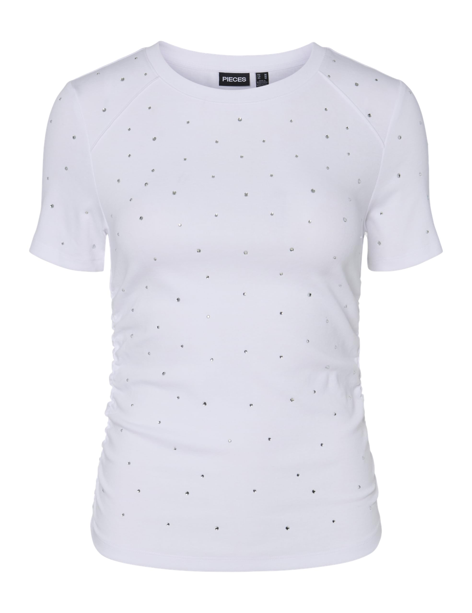 Pieces Pctyler SS Rhinestone Tee BC T-shirt Donna Grigia Strass