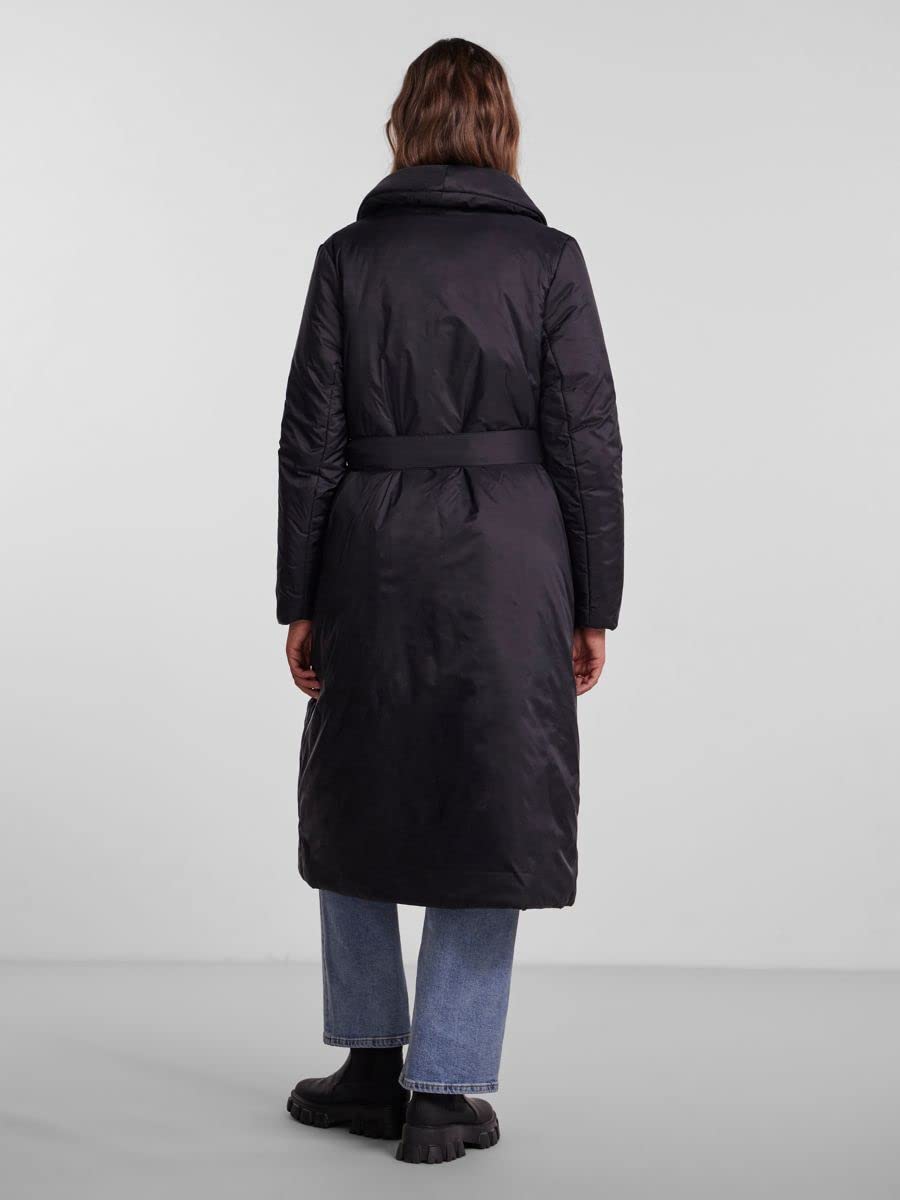 PIECES Pcaria LS Tie Belt Jacket cappotto nero XL con cintura