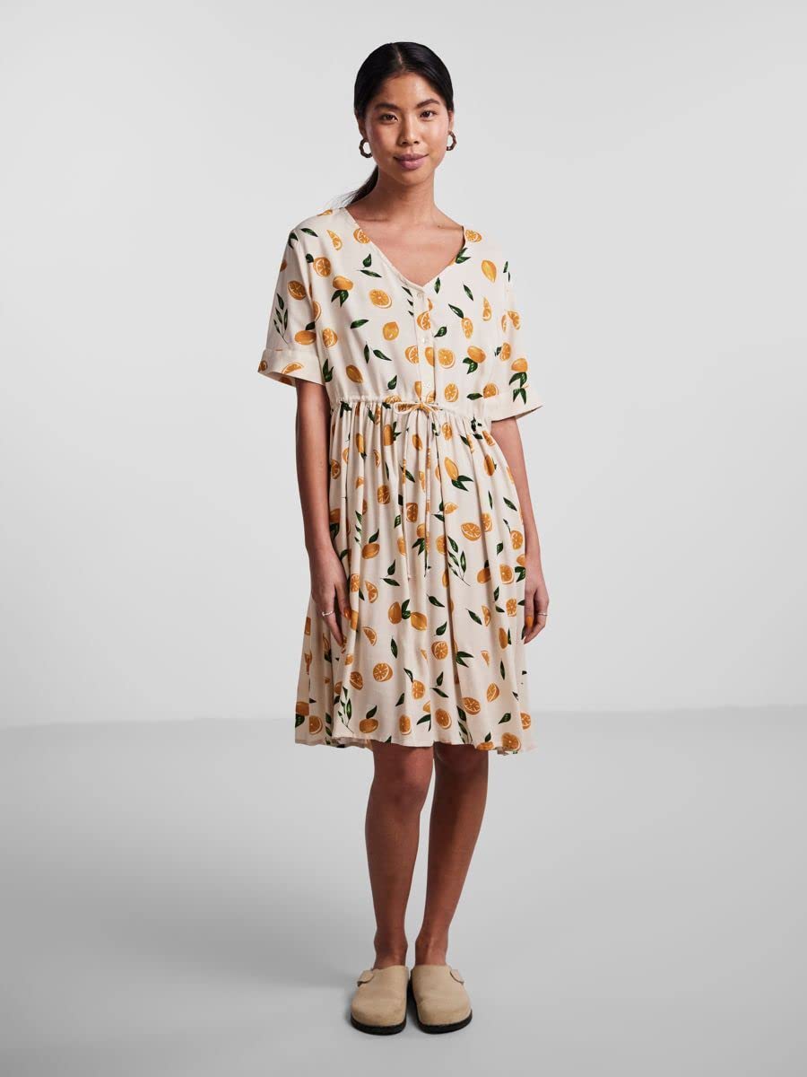 Pieces Pcnya SS Dress BF vestito donna taglia S limone