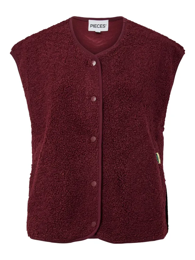 Pieces Pckatty Teddy Vest Bc gilet donna Tawny Port