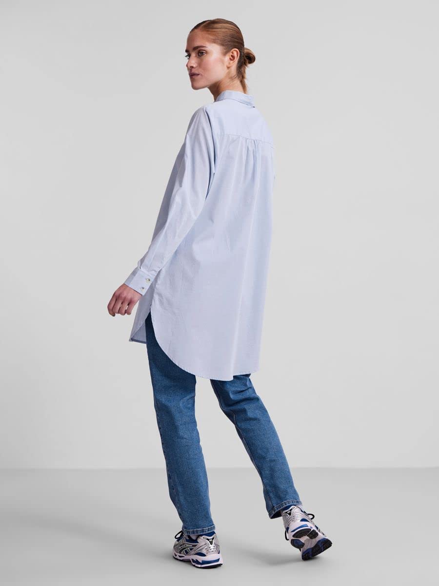 Pieces Pcnoma LS Long Shirt Noos camicia donna L blu bio