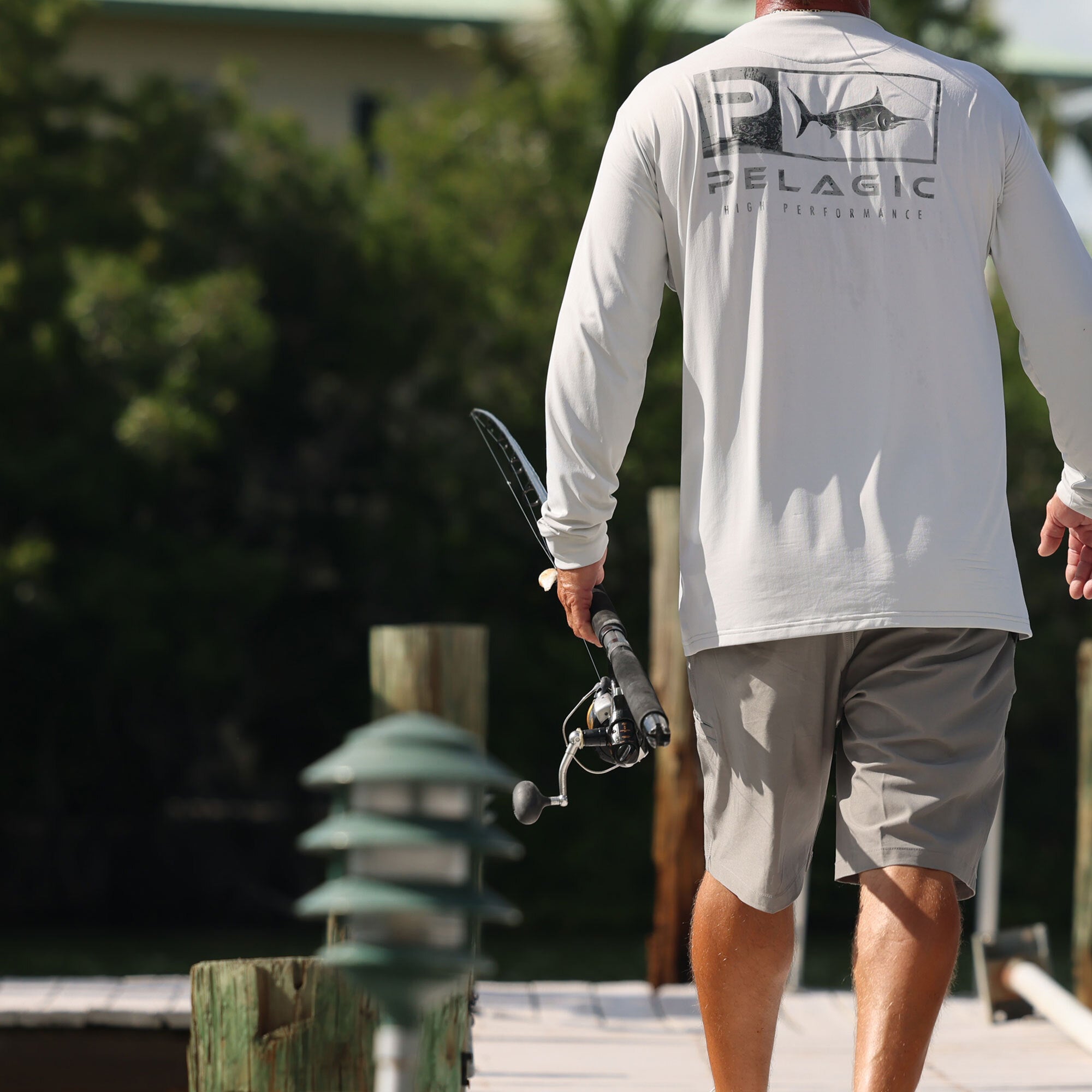 Pelagic Mako shorts uomo grigio chiaro tessuto elasticizzato