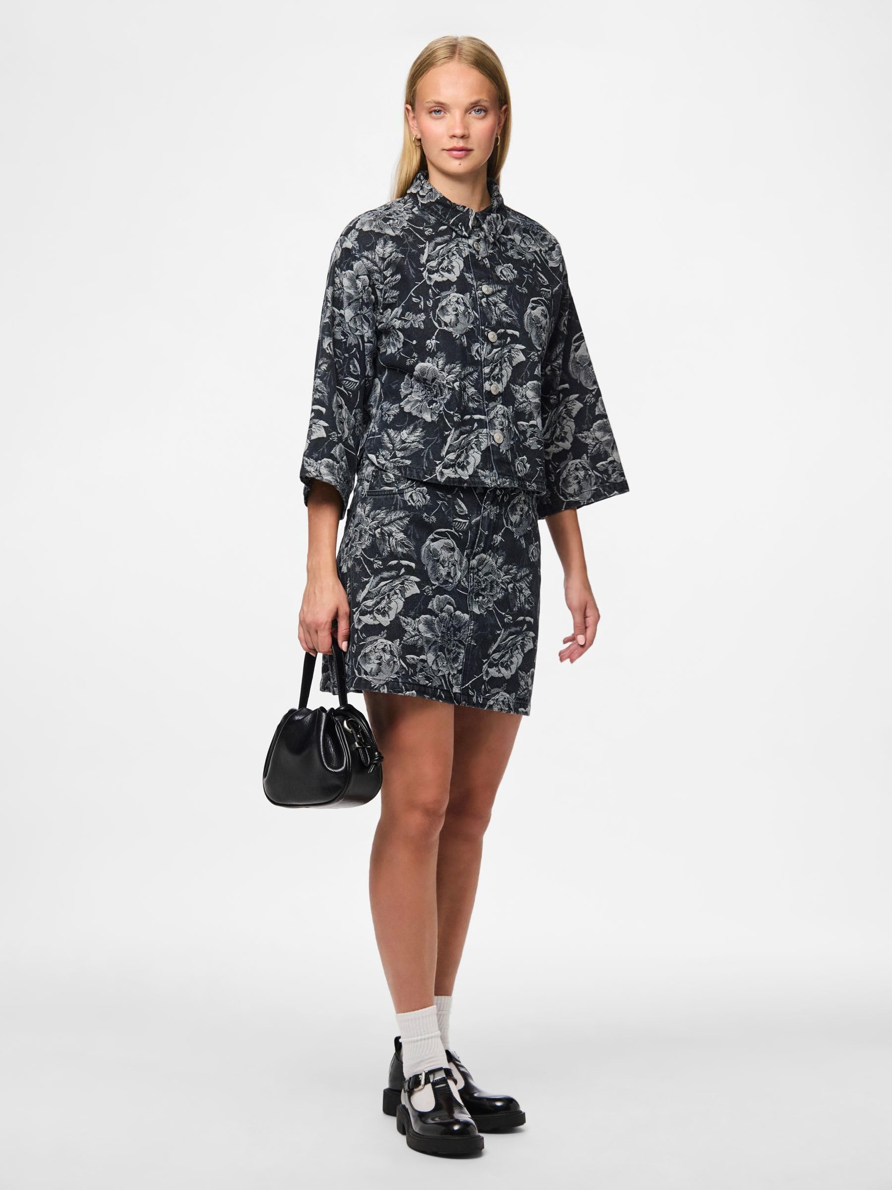 Pieces Pcmarosa MW Denim gonna donna nera M traspirante