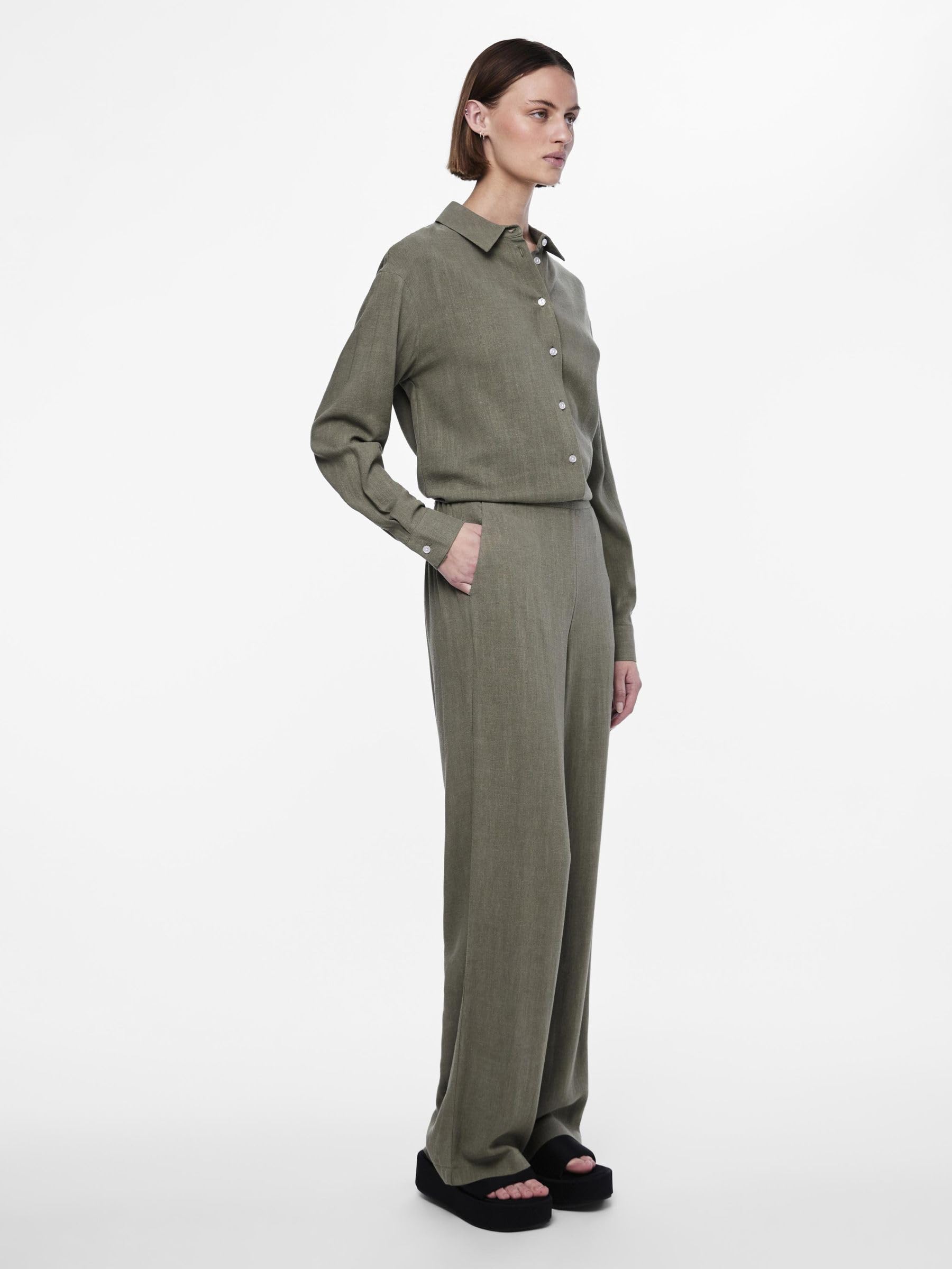 Pieces Pcvinsty HW Linen Pant Noos pantaloni in lino