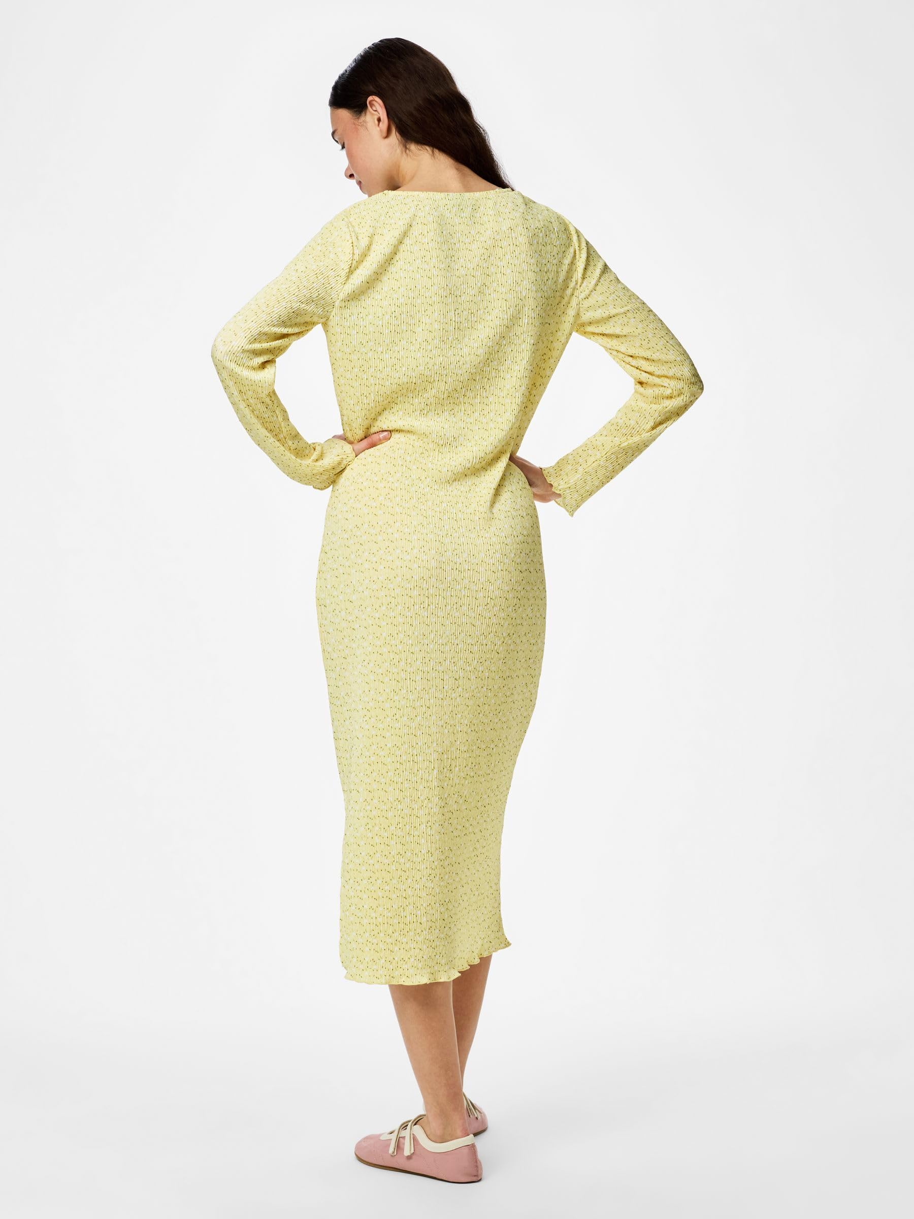 Pieces Pcflora LS Midi Dress Jrs Noos BC abito midi donna