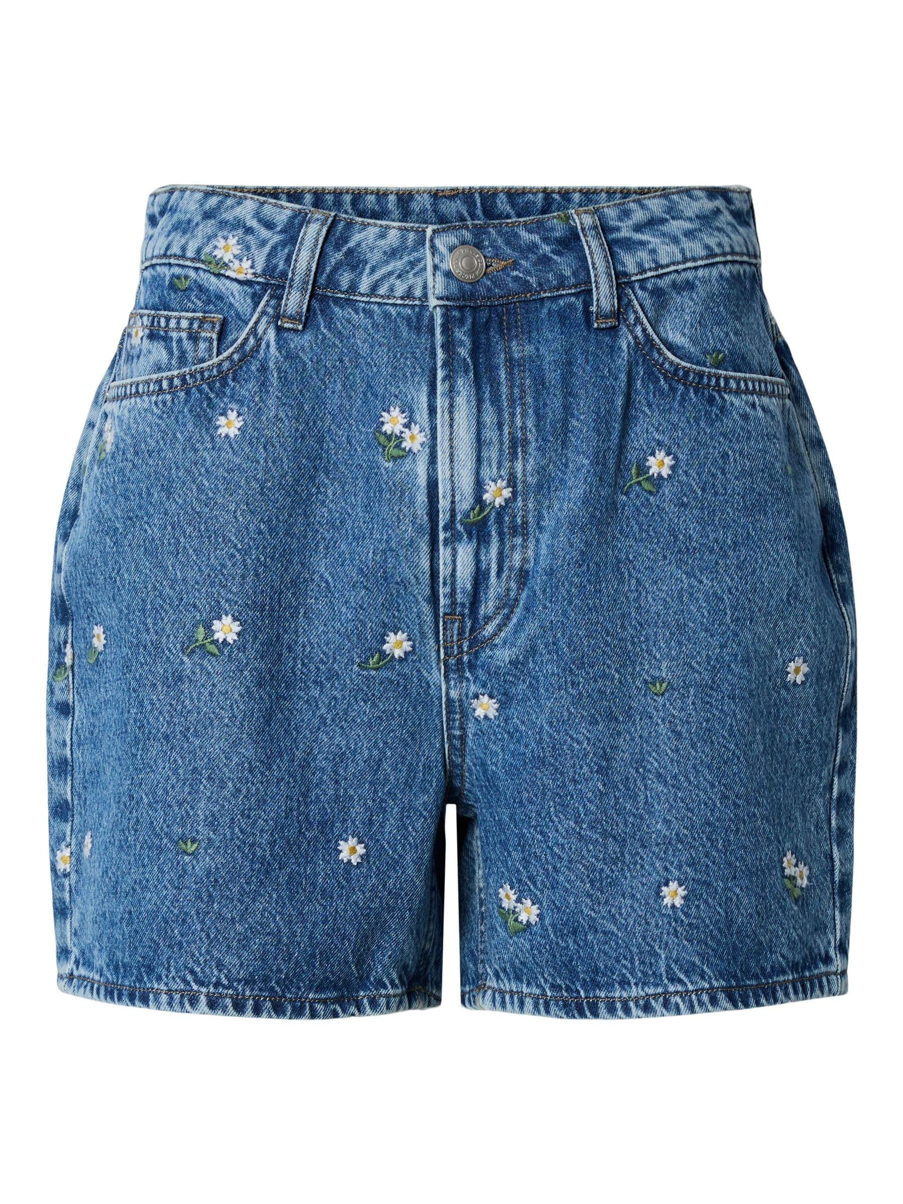 Pieces Pcsky HW Embroidery shorts jeans donna XS