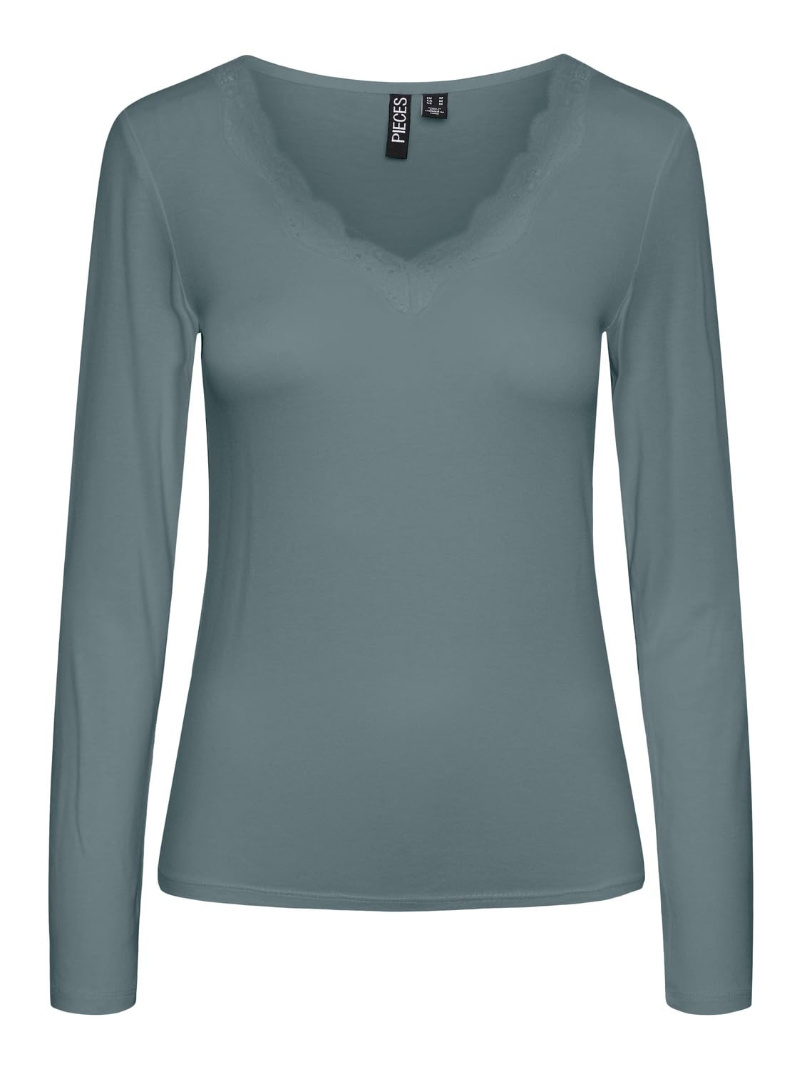 Pieces Pcbarbera LS Lace Top Noos BC maglia pizzo