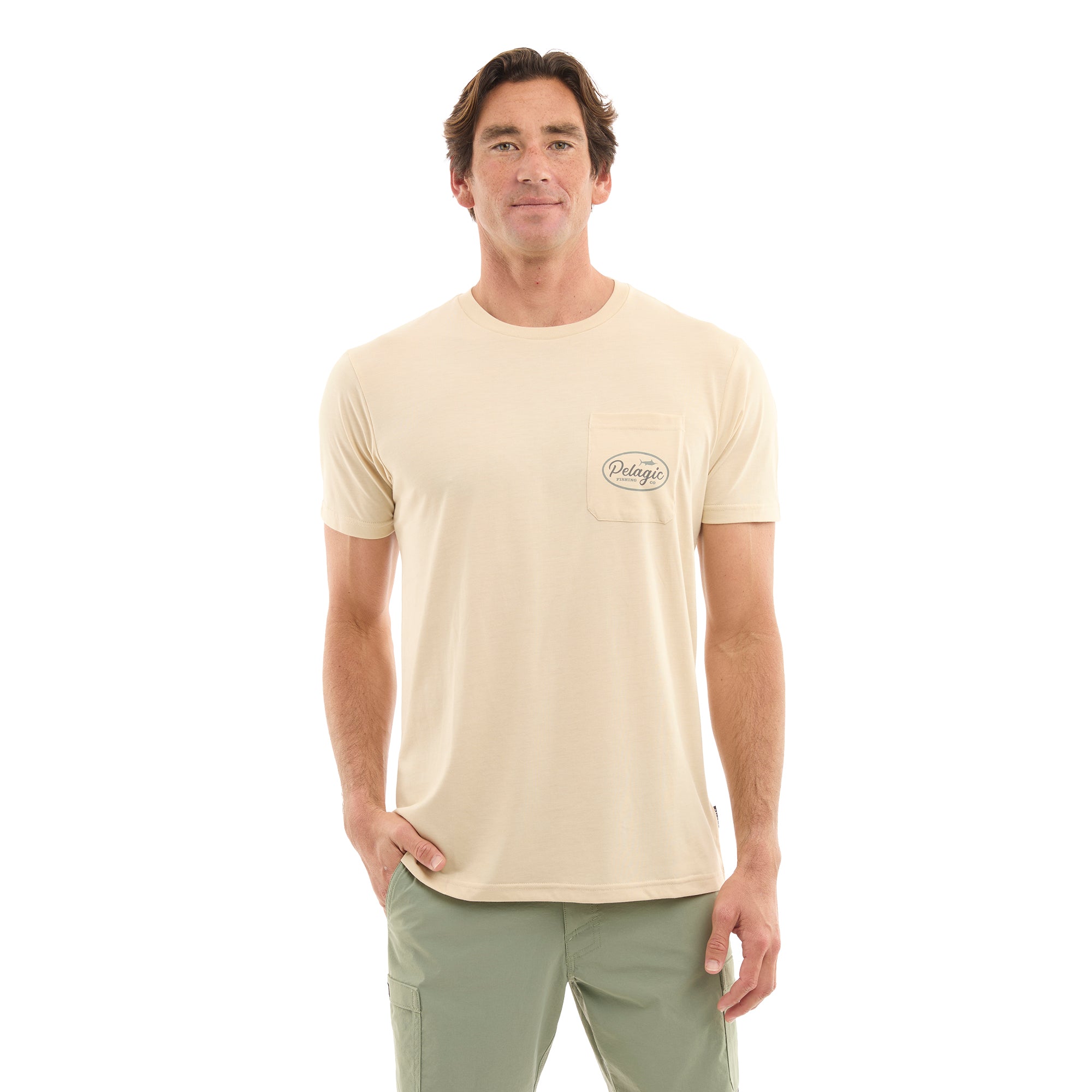 Pelagic Circled t-shirt uomo Heather Sand elasticizzata