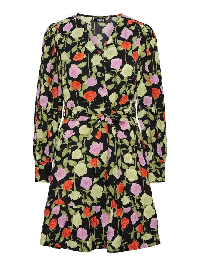 PIECES Pcblossom LS Short Dress Abito Donna Taglia XS