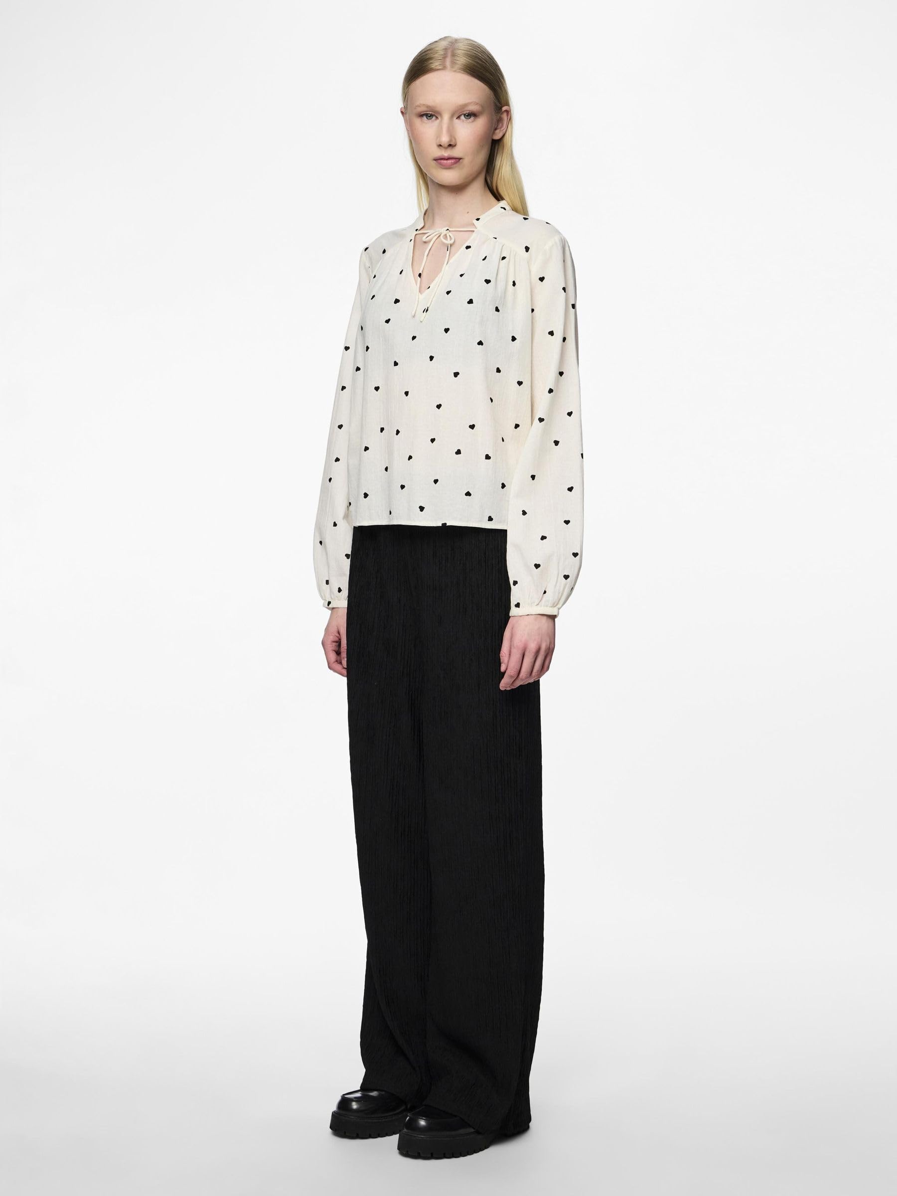 PIECES Pcnine LS V-Neck Top BC maglietta donna M scollo a V